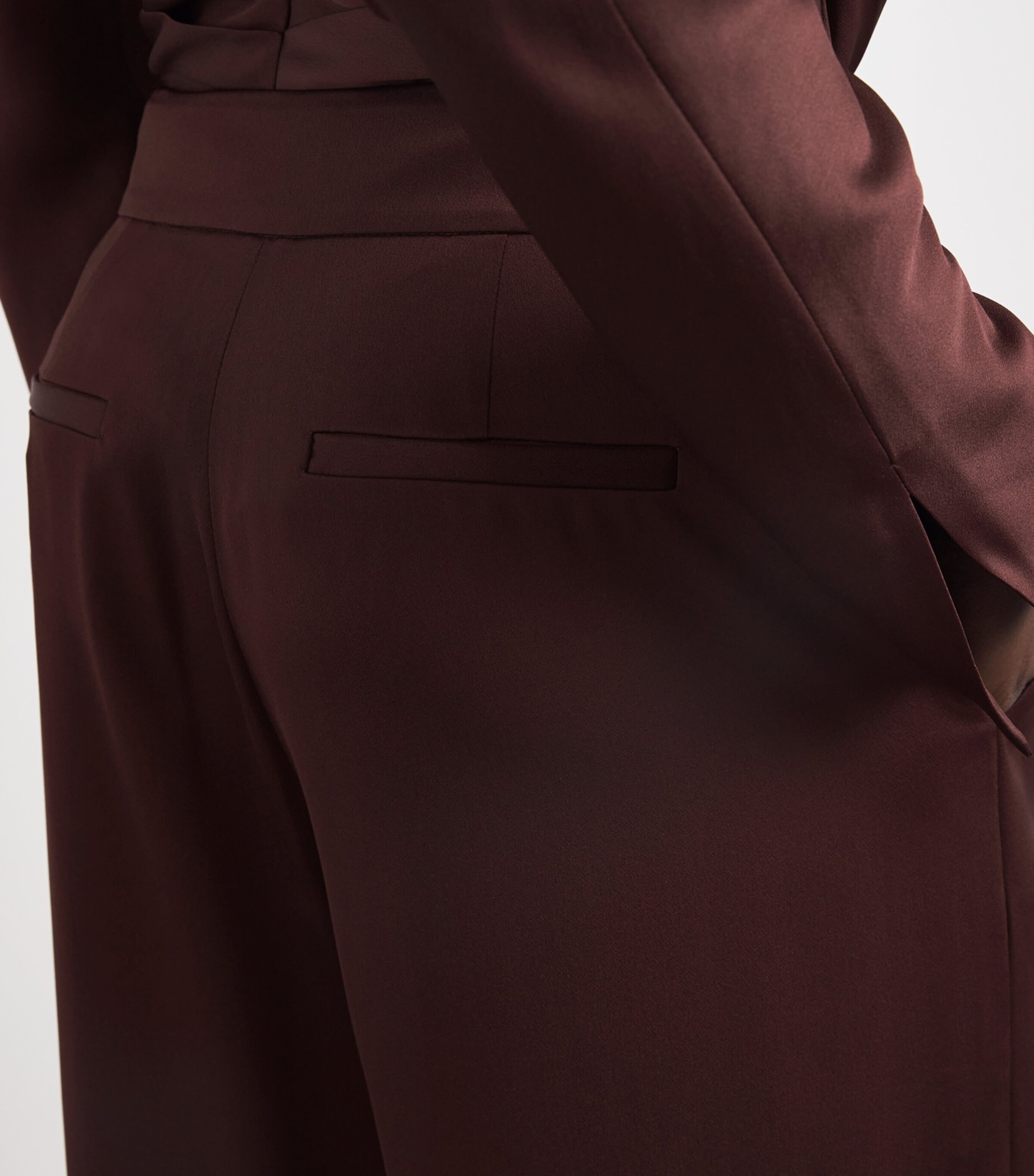 Satin Wide-Leg Kyra Trousers MAHOGANY Image 6