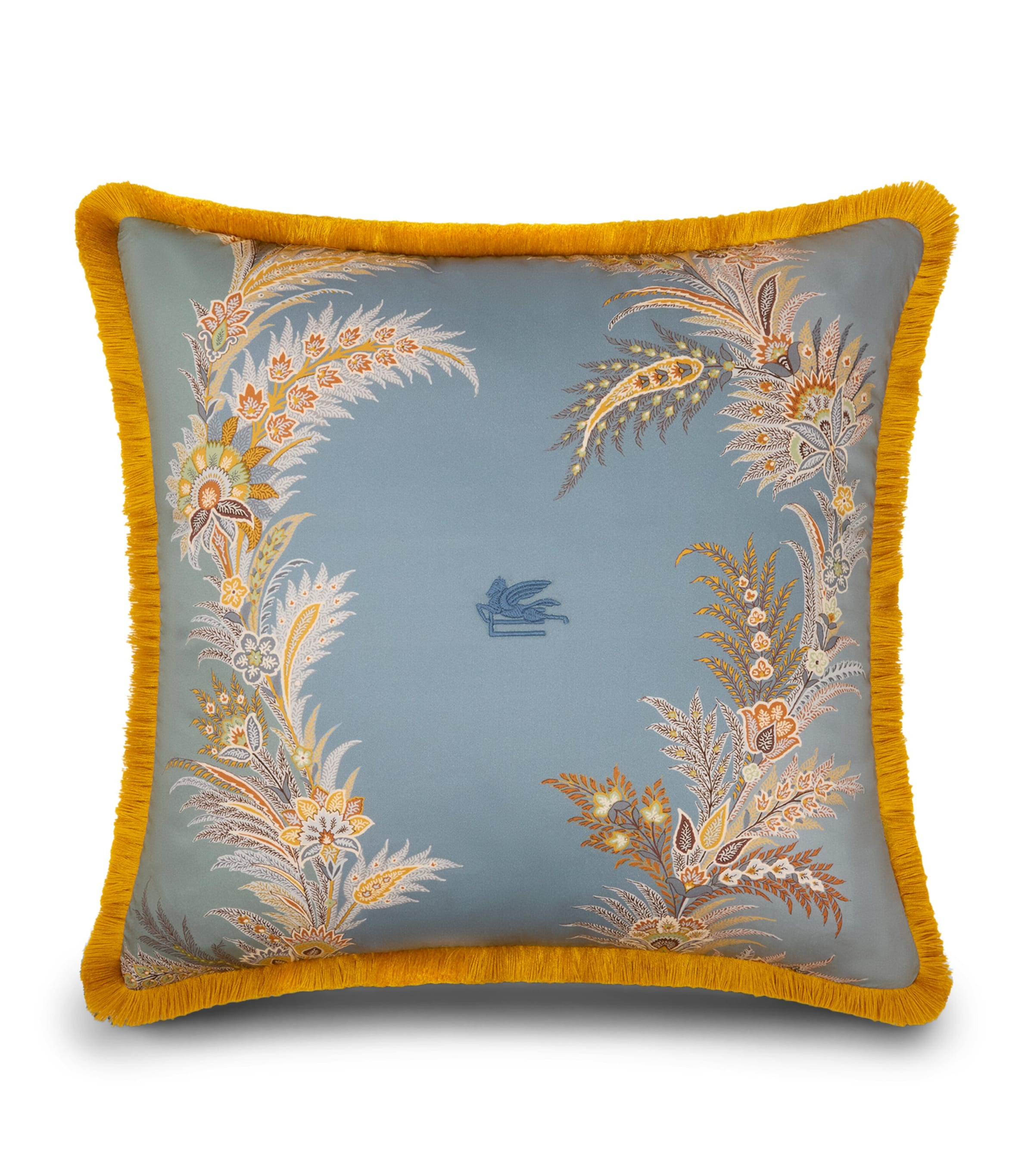 Etro Fringe-Trim Caladium Cushion (45cm x 45cm) Print Pale Blue Base Image 2