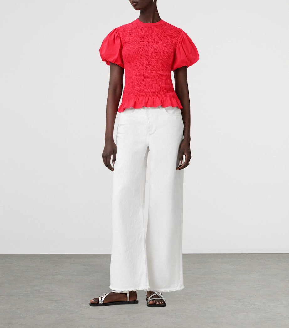 Smocked Dael Top CRIMSON RED Image 2