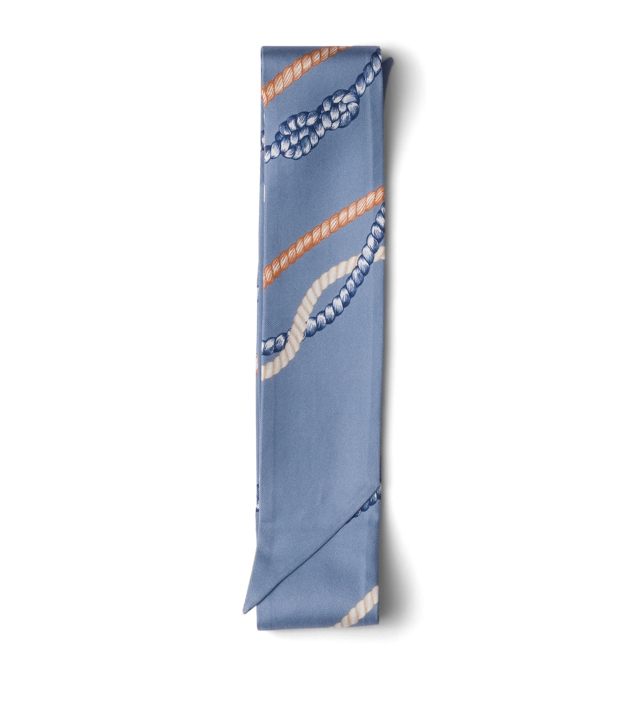 Prada Silk Twill Ropes Print Skinny Scarf Blue Image 1