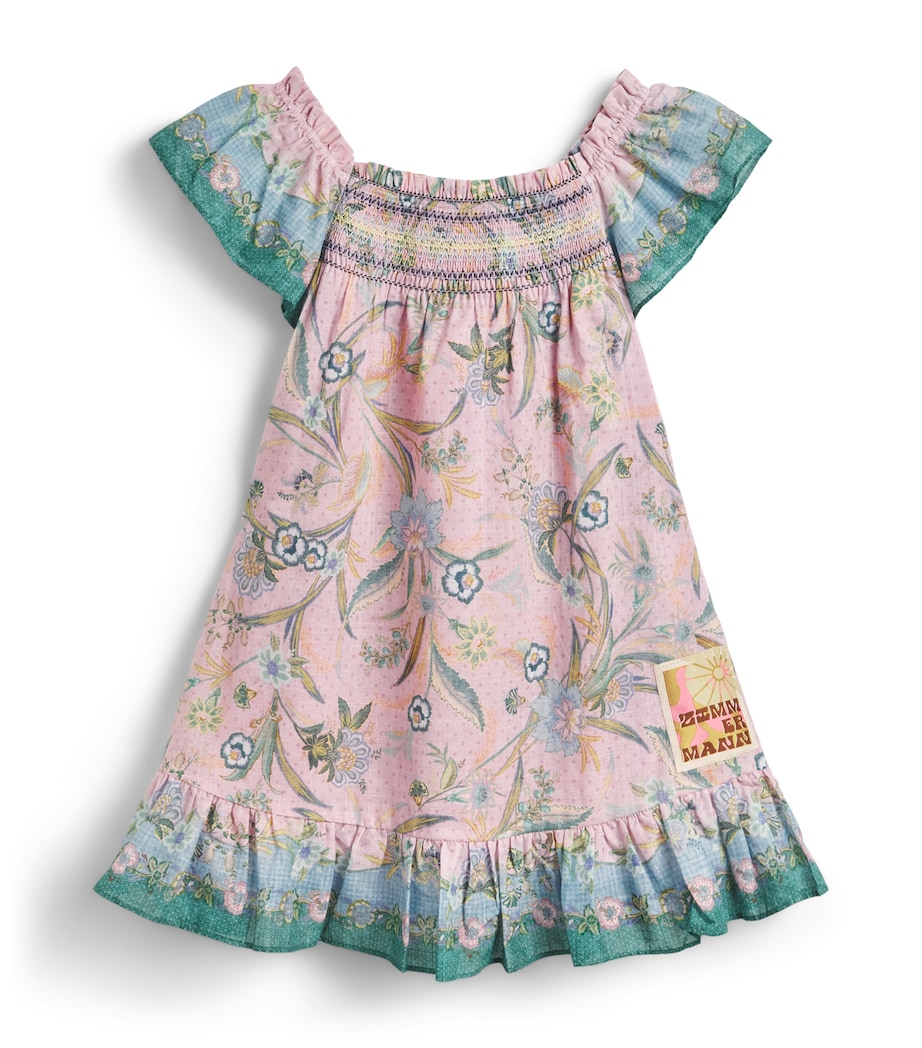 Zimmermann Kids Cotton Indra Flutter Dress (2-12 Years) Lilac Scarf Floral Image 1