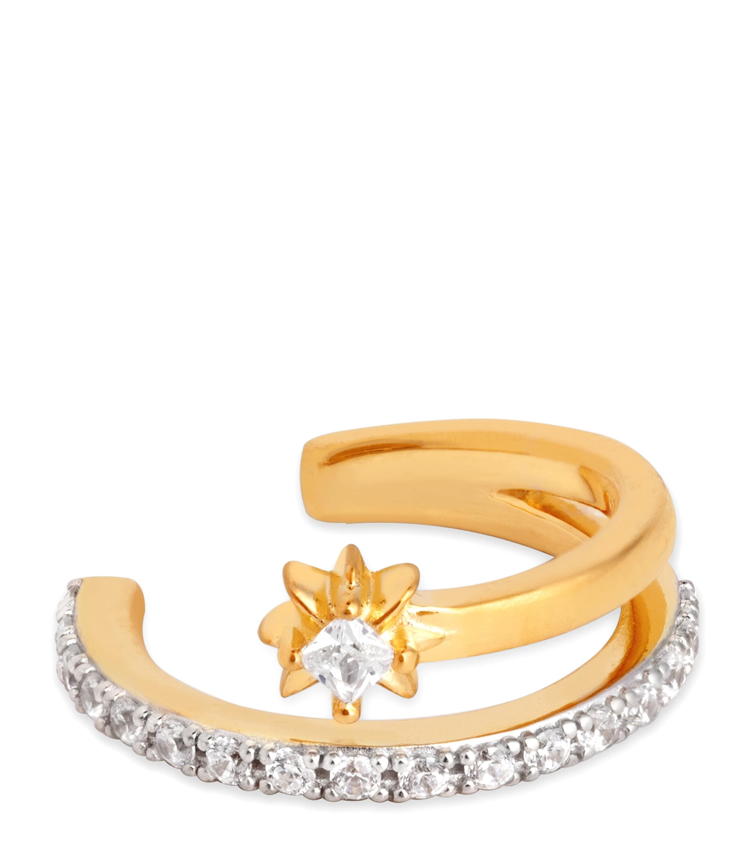Astrid & Miyu Gold-Plated Cosmic Crystal Illusion Ear Cuff Gold Image 1