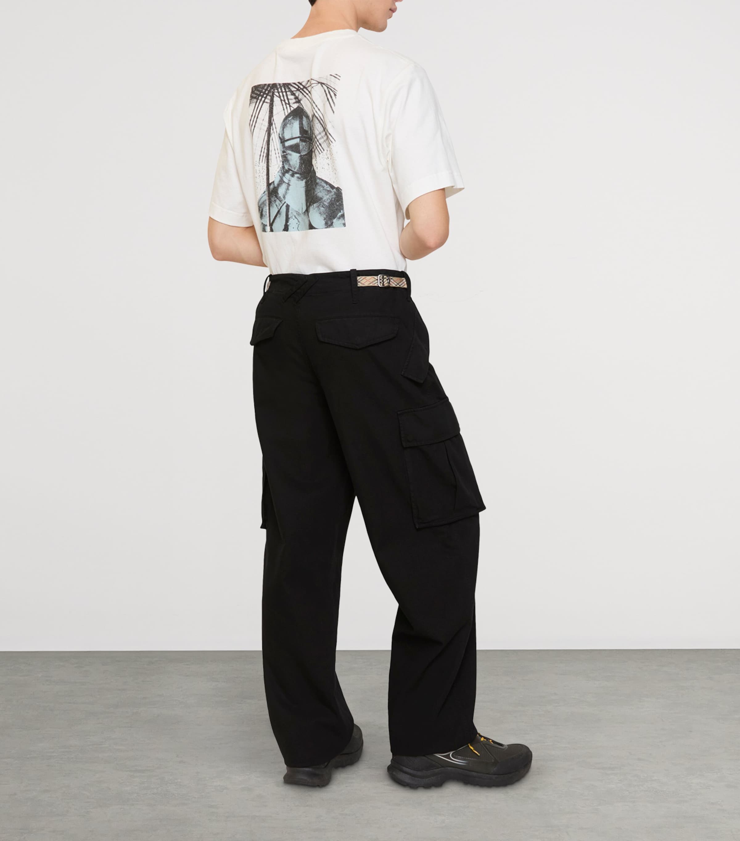 Cotton Cargo Trousers BLACK Image 3