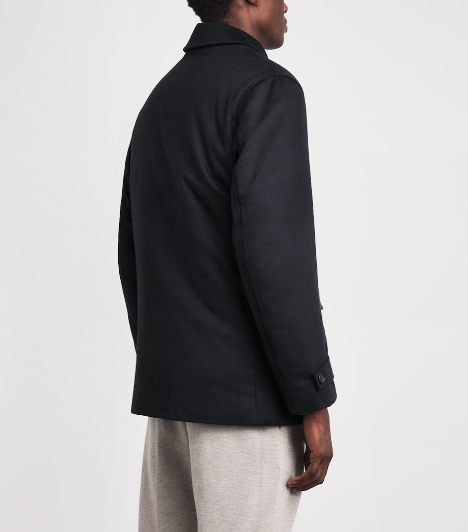 N.Peal Mens Cashmere Weekend Coat Navy Chocolate Fur Image 5