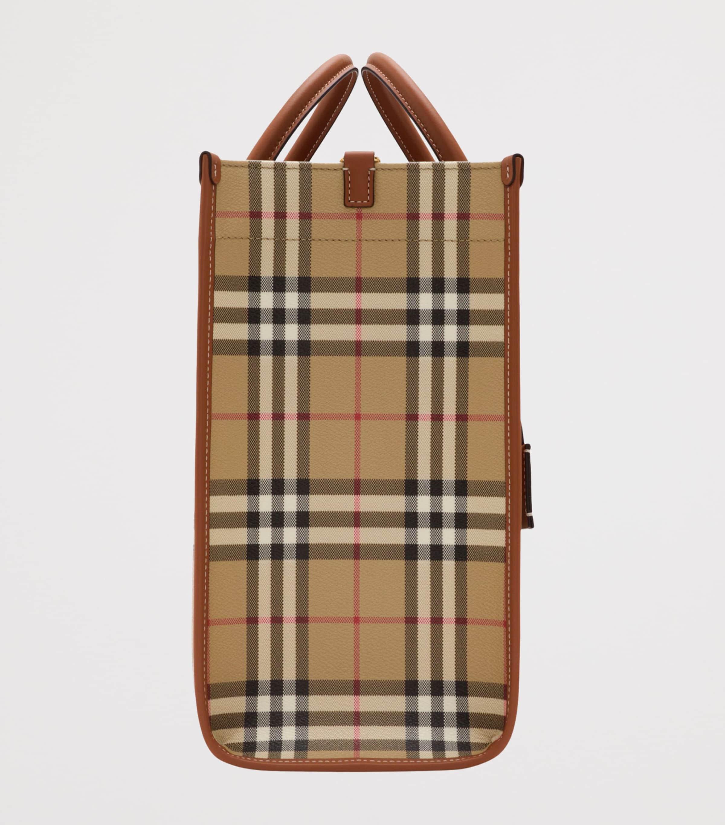 Medium Check Freya Tote Bag VNTG CHK/BRIAR BROWN Image 4