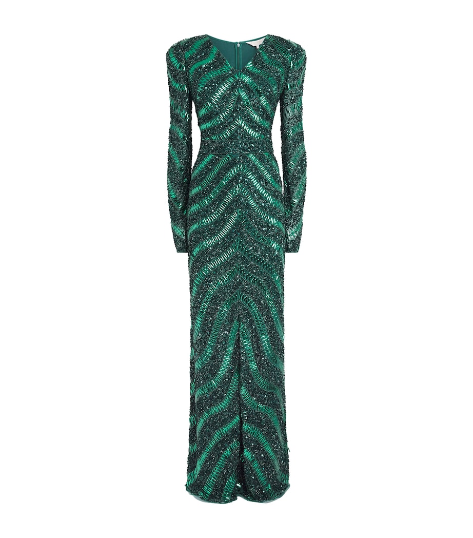 Raishma Embellished V-Neck Eliana Gown - Green - 14 Raishma Embellished V-Neck Eliana Gown - Green - 14