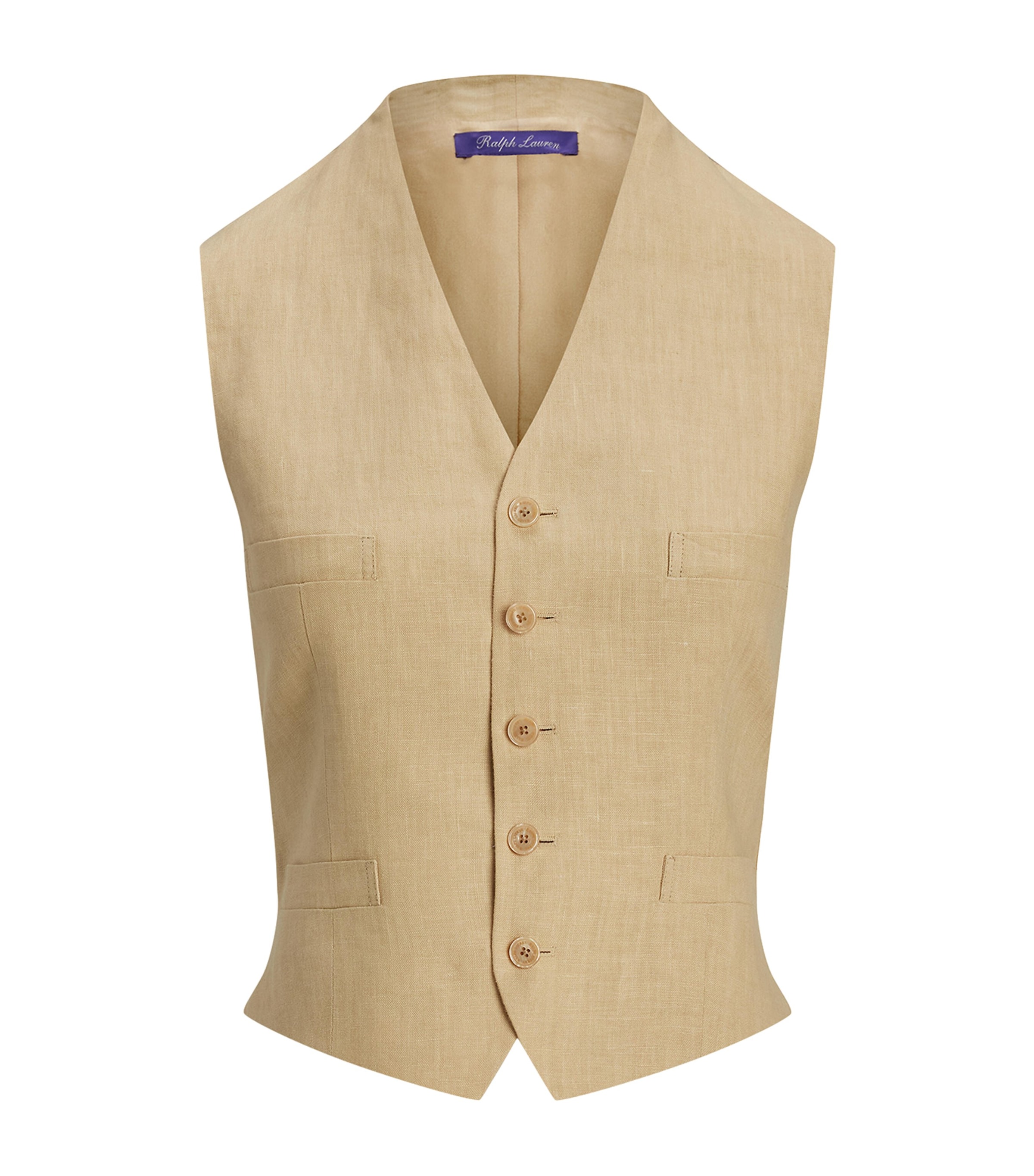 Shop Ralph Lauren Linen Jaiden Waistcoat In Beige