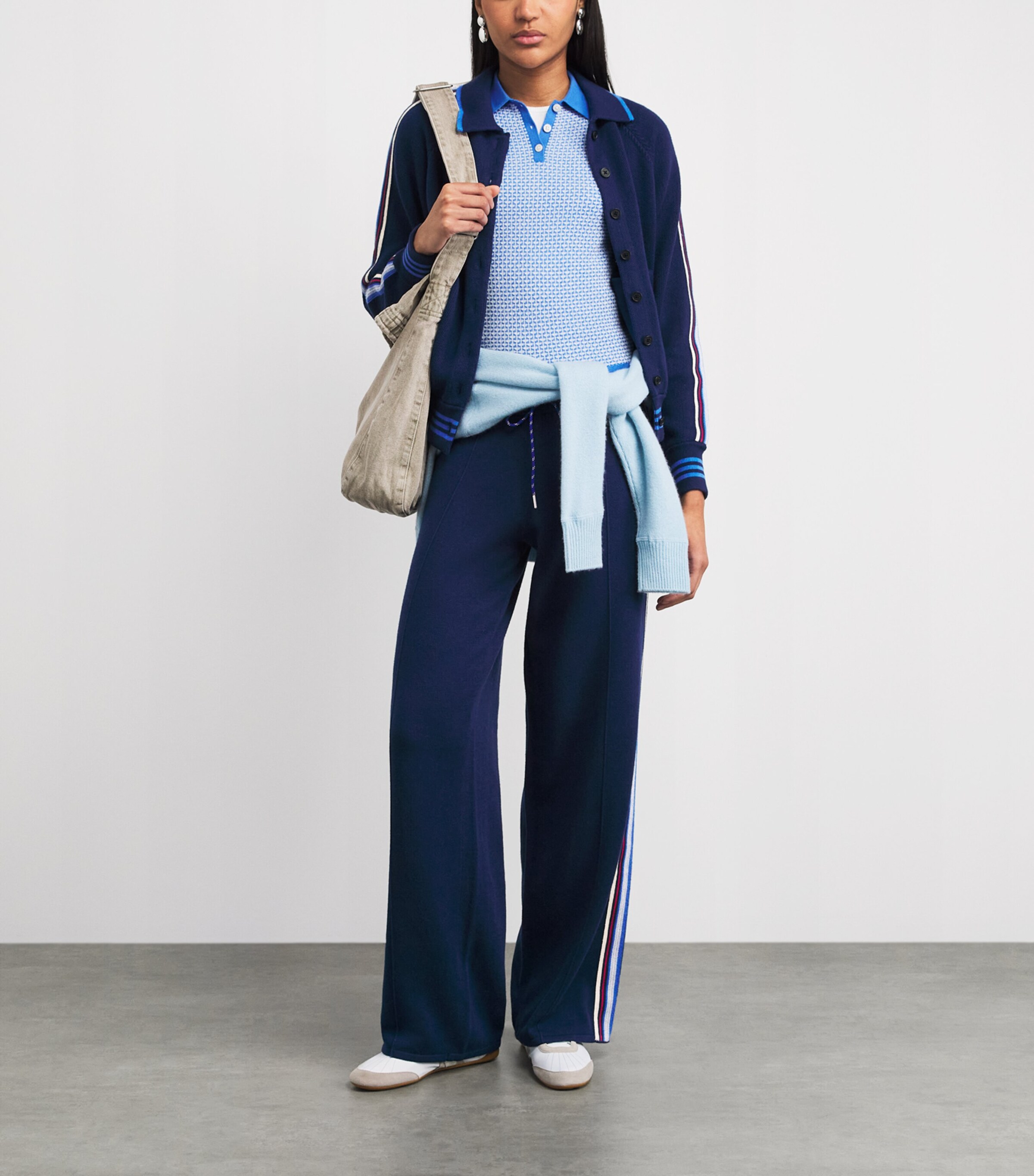 Guest In Residence Womens Cotton-Blend Stripe Sweatpants Nav Navy Image 2