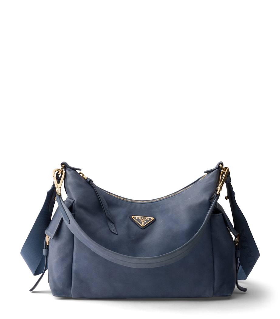 Prada Large Nappa Leather Explore Shoulder Bag Blue Image 1