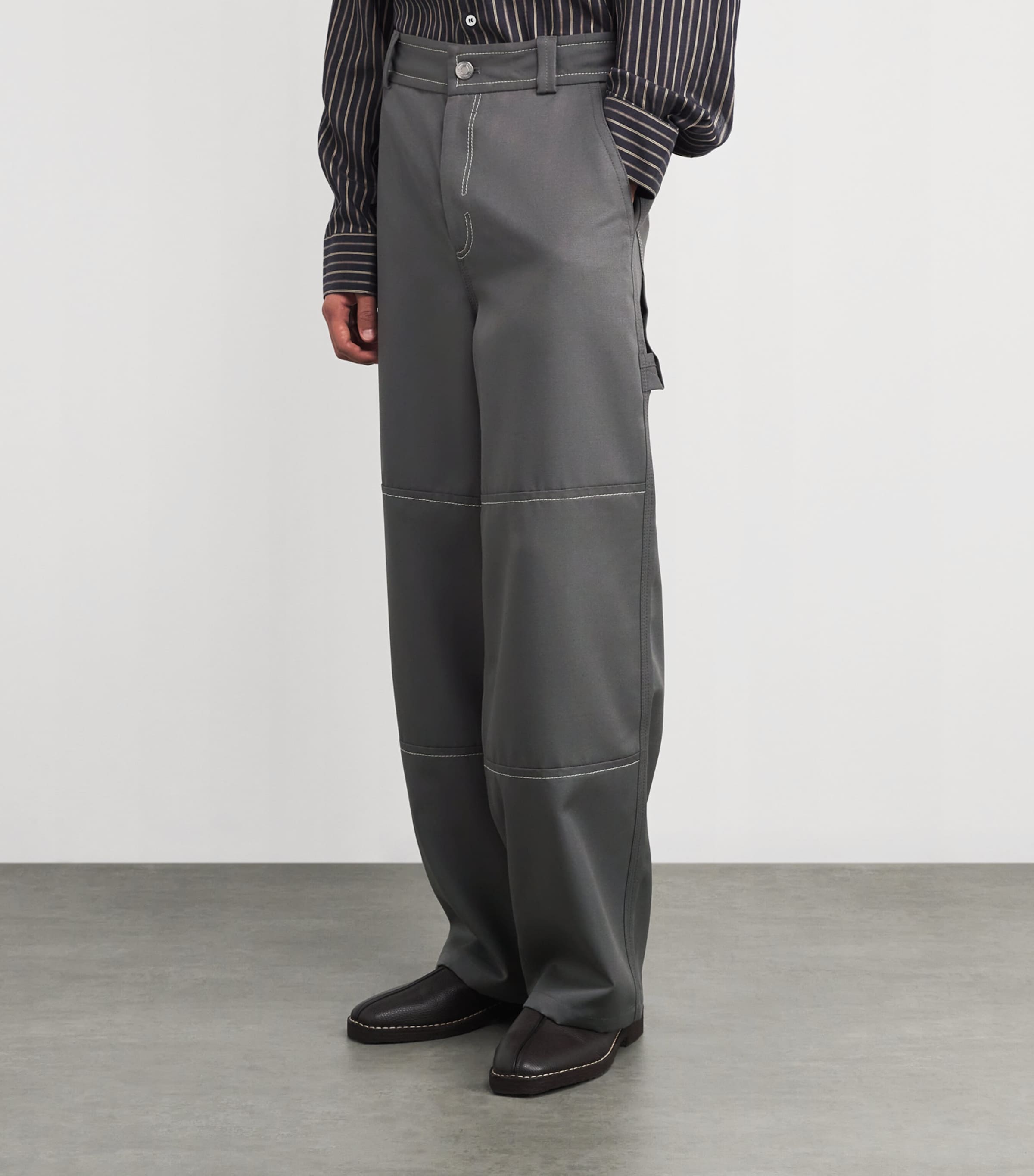 New Wool Canvas Workwear Trousers 0516 CARBON Image 3