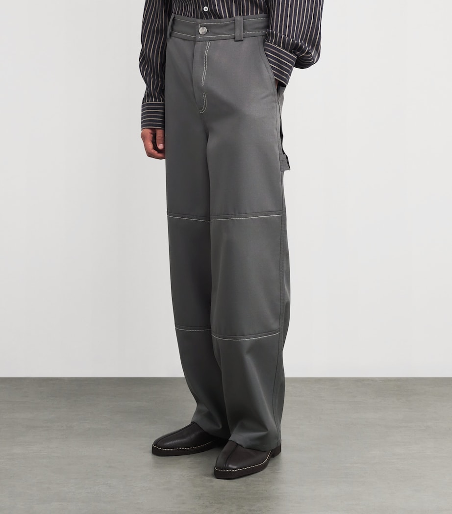 New Wool Canvas Workwear Trousers 0516 CARBON Image 3