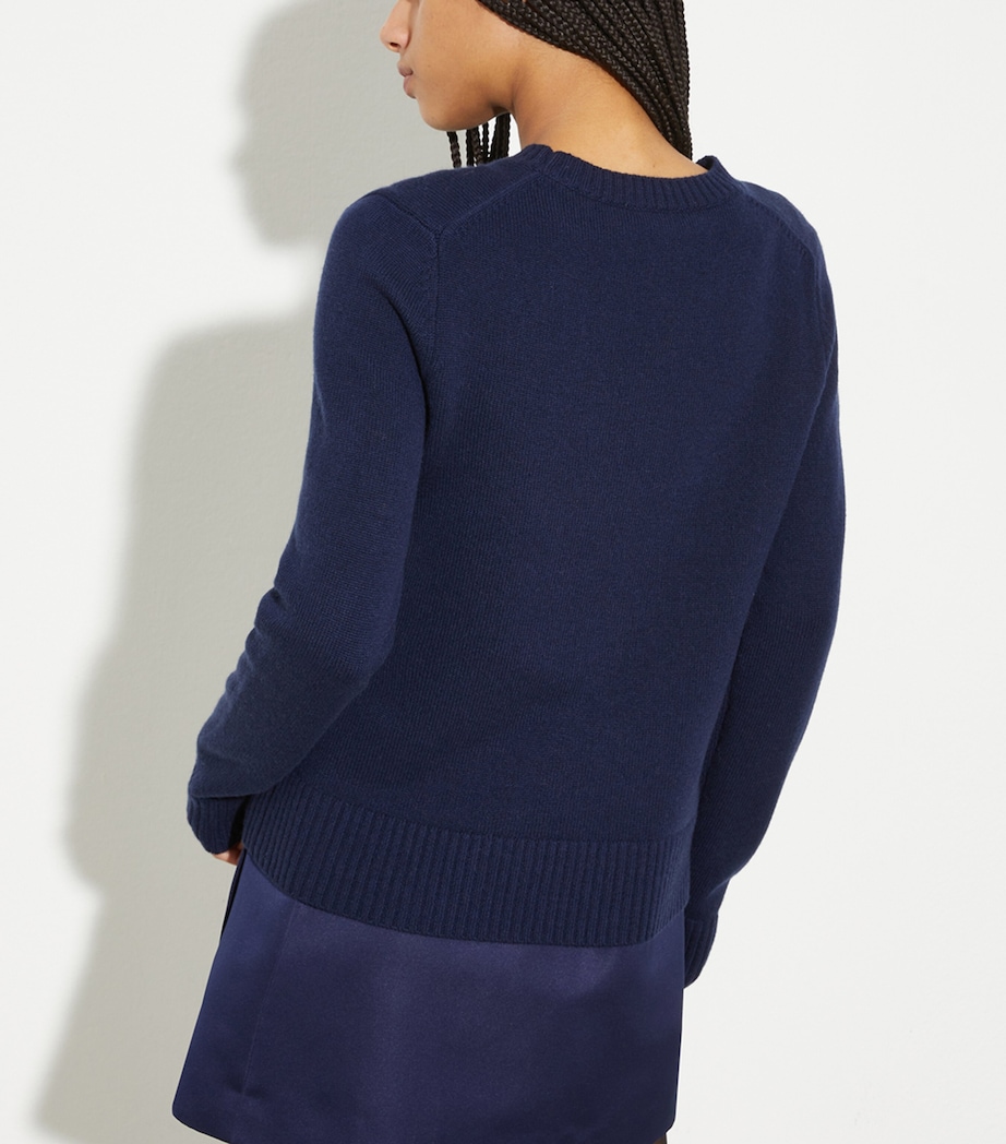 Wool-Cashmere Embroidered Sweater NAVY Image 4