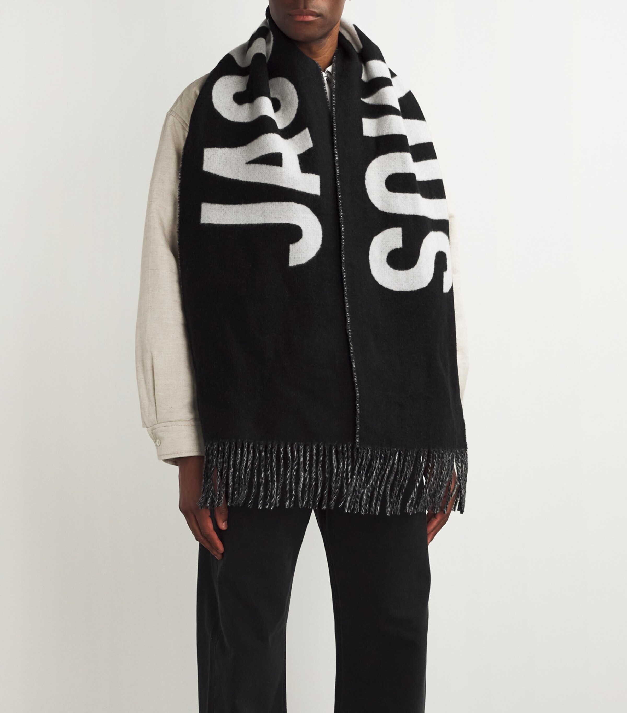 Jacquemus Black Virgin Wool Logo Scarf | Harrods US