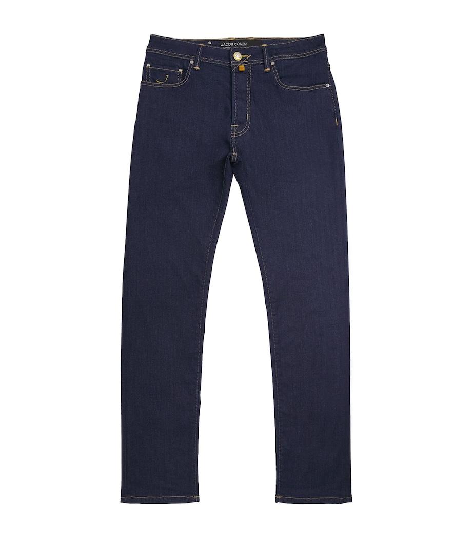 Ostrich Leather-Patch Slim Bard Jeans 100D Image 1