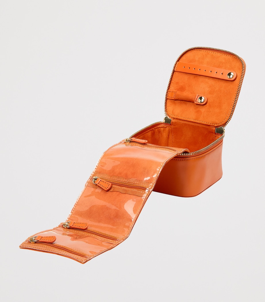 Vegan Leather Maria Cube Jewellery Case TANGERINE Image 4