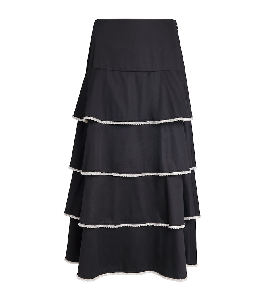 Sandro Paris Womens Cotton Embellished Maxi Skirt Black Image 1