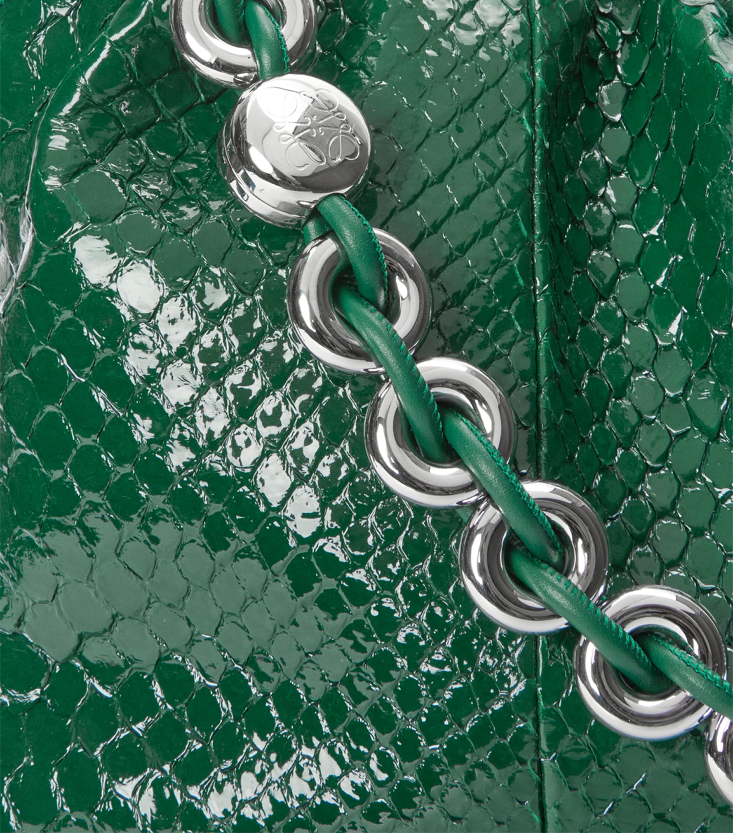 Large Patent Python Flamenco Purse EMERALD GREEN Image 9
