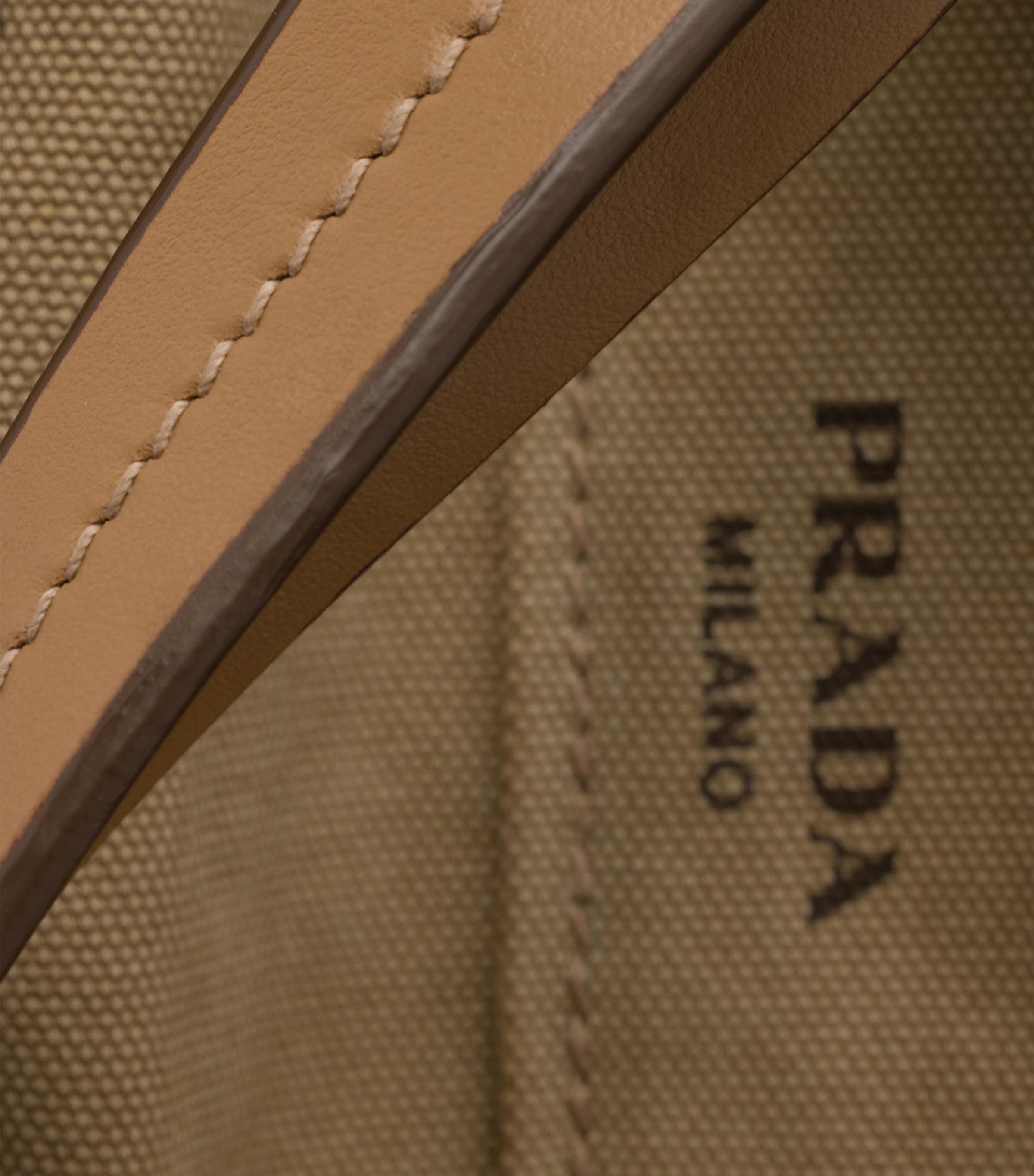 Prada Cotton-Leather Route Tote Bag Neutral Image 7