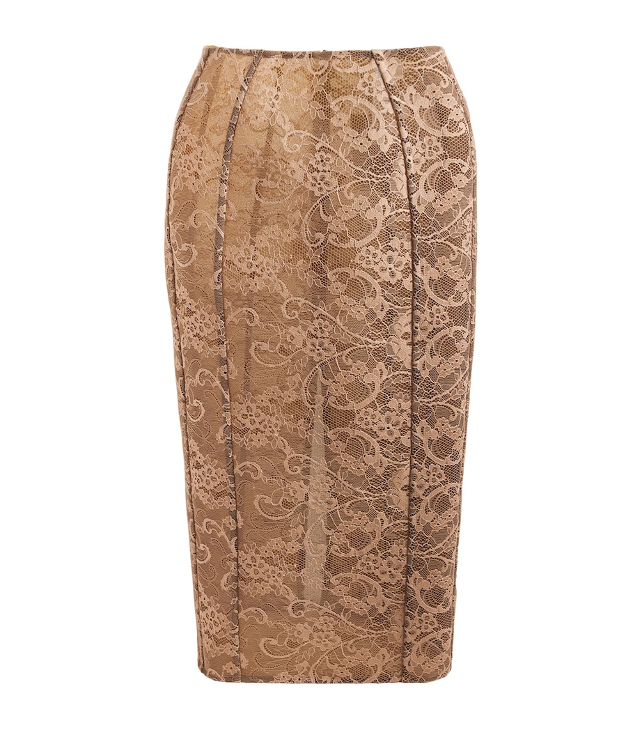 Acne Studios Womens Lace Floral Midi Skirt Dhl Bronze Brown Image 1