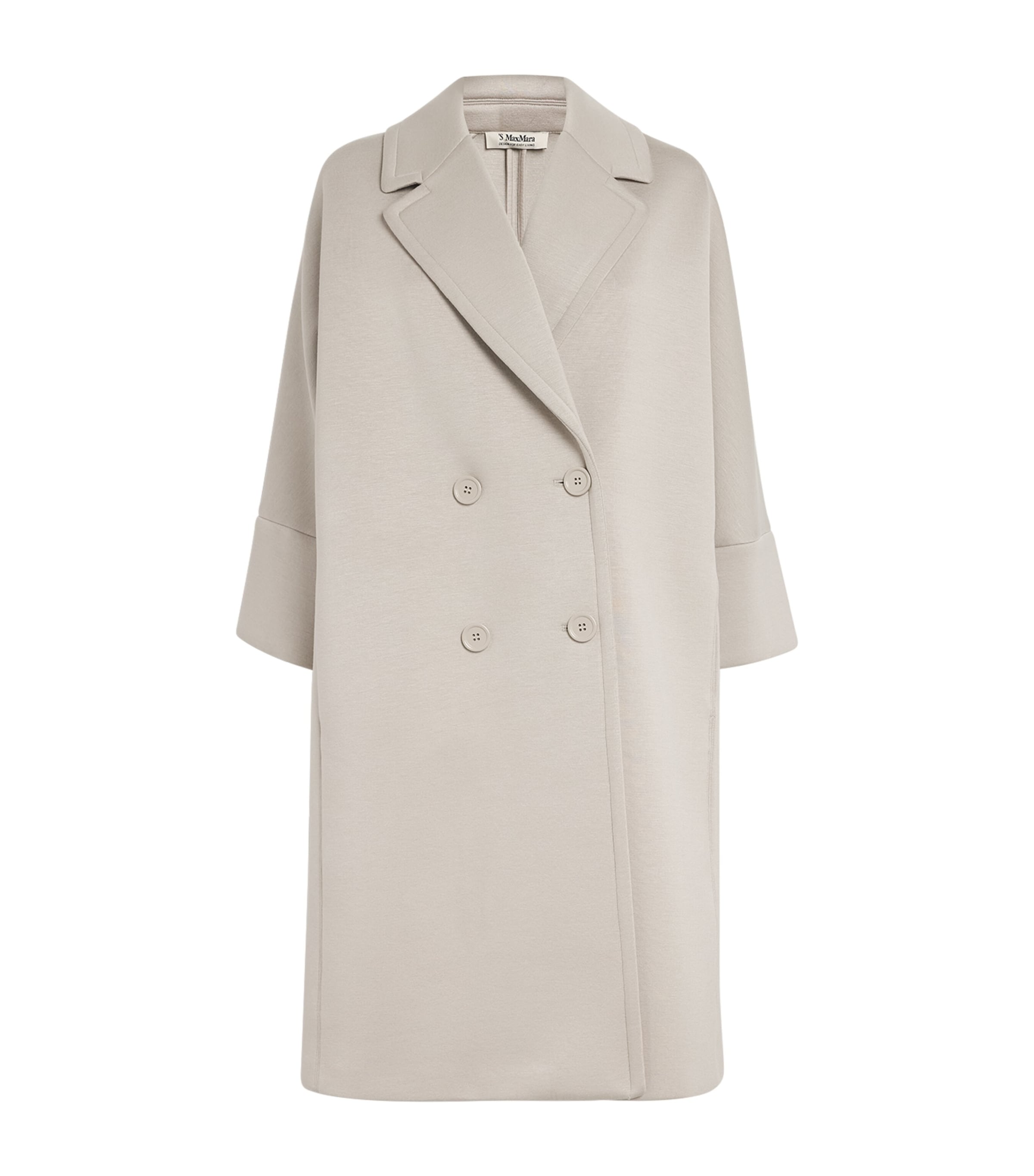 Max Mara Jersey Double-breasted Coat In White