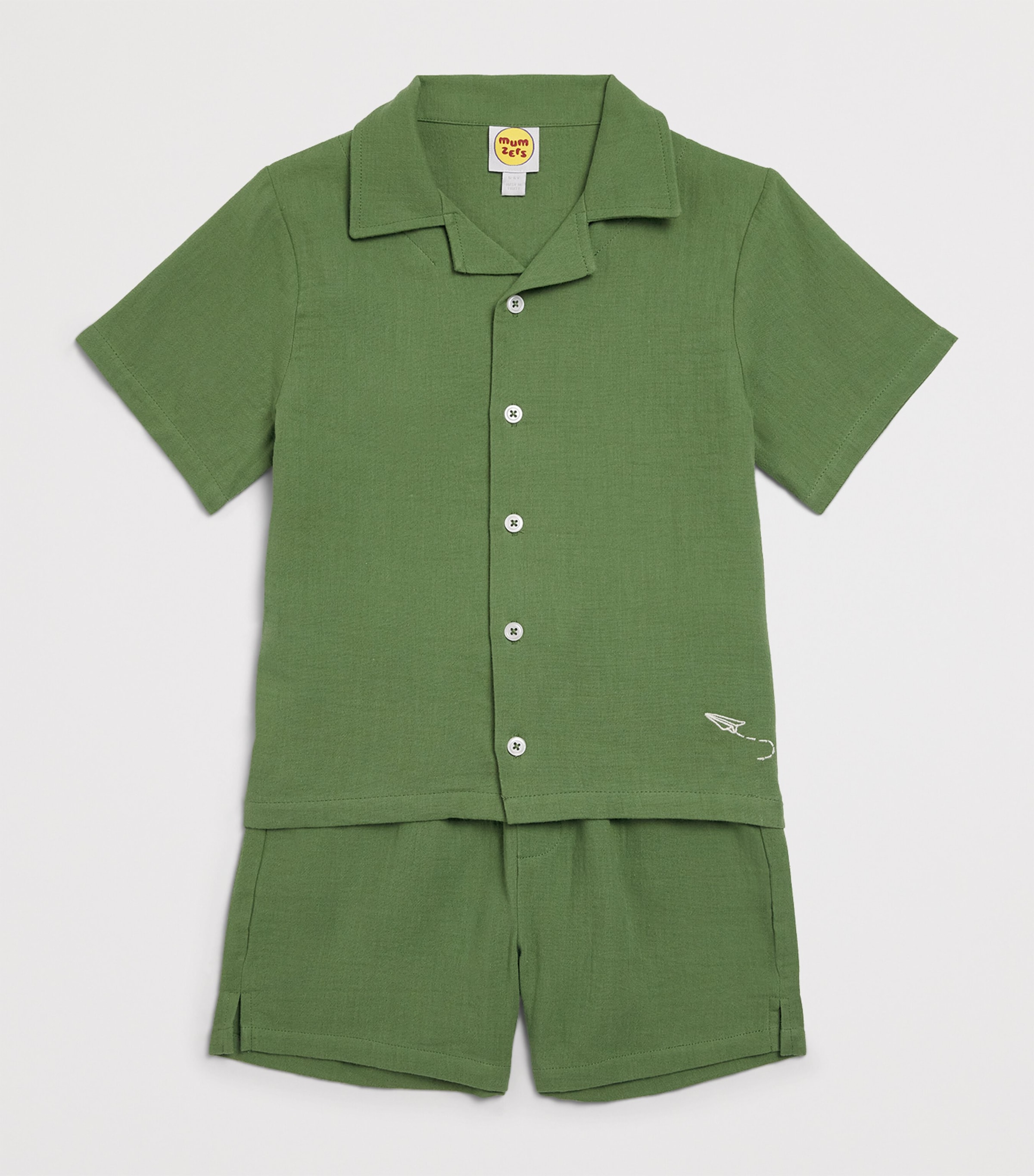 Mumzers Cotton Shirt and Shorts Set (3-8 Years) Green Image 3