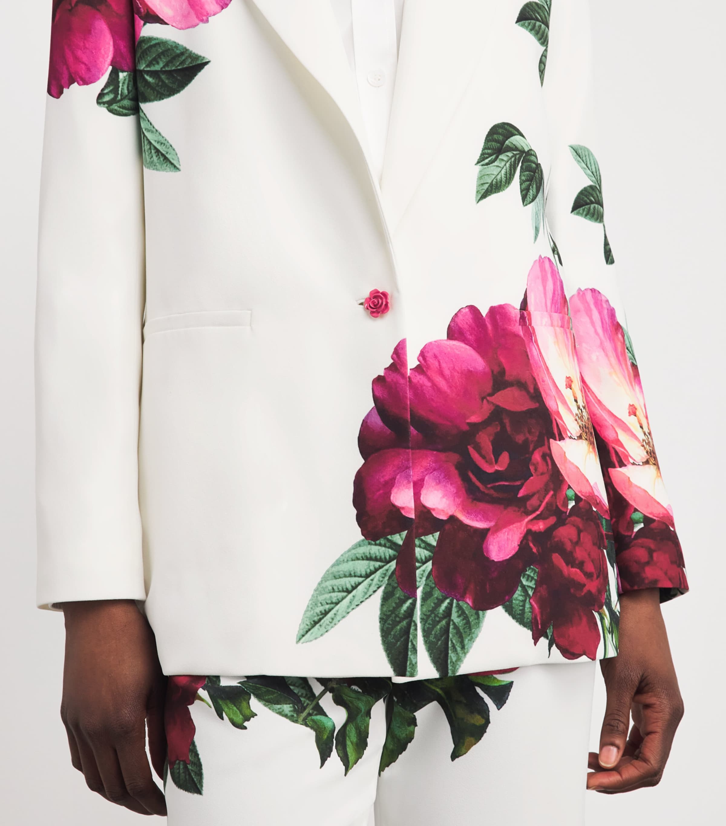Alice+Olivia Womens Floral Print Danny Blazer O/white Image 3