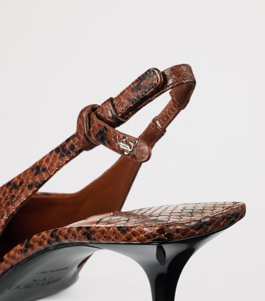 Camie 60 Leather Kigali Snake Print Slingback Pumps COGNAC Image 6