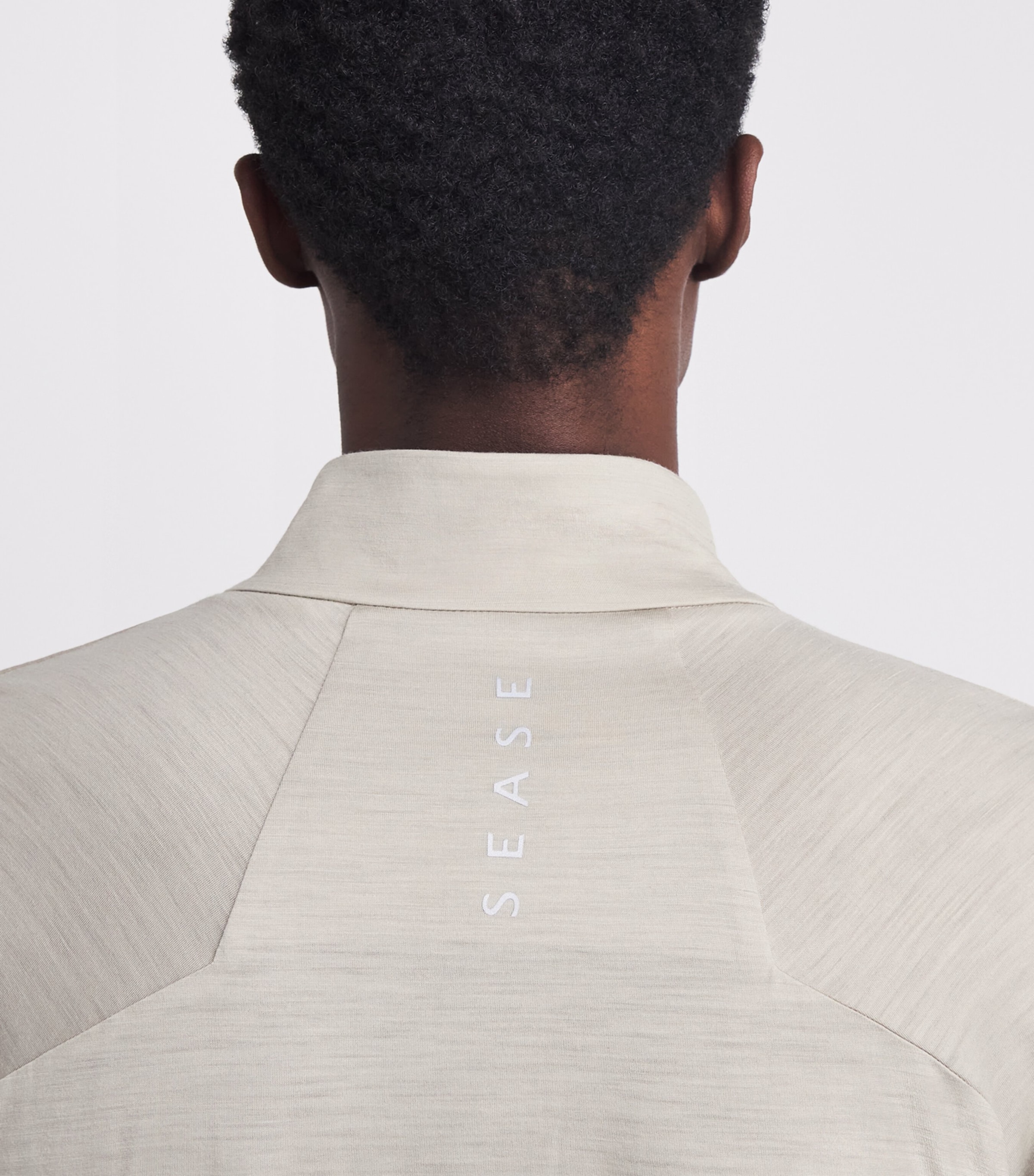 Sease Mens Virgin Wool Quarter-Zip Sweatshirt Driftwood Image 3