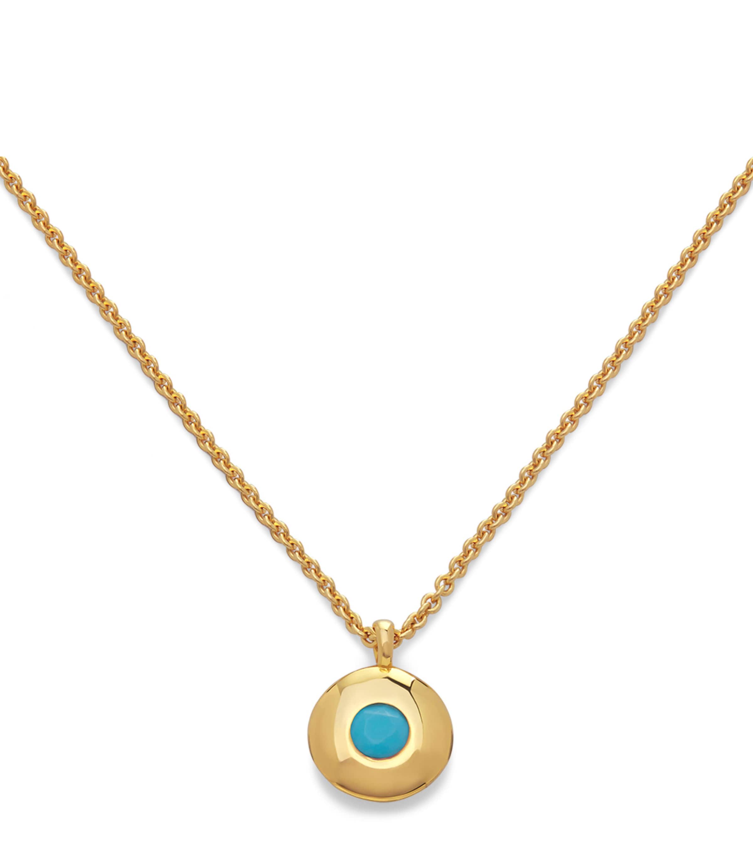 Monica Vinader Gold Vermeil and Turqouise May Birthstone Necklace Gold Vermeil Image 1