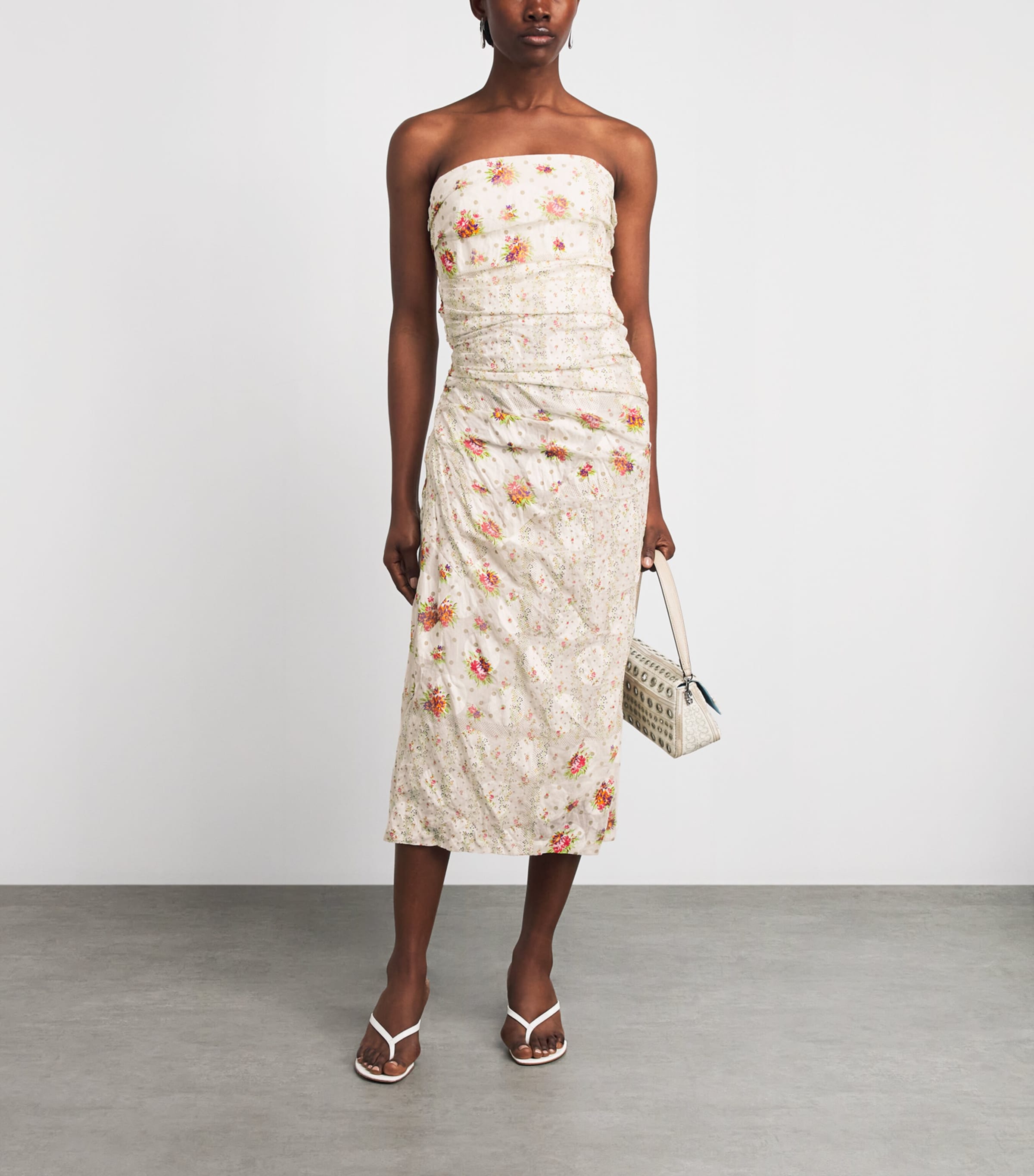 Tory Burch Womens Strapless Floral Midi Dress Multi Floral Image 4