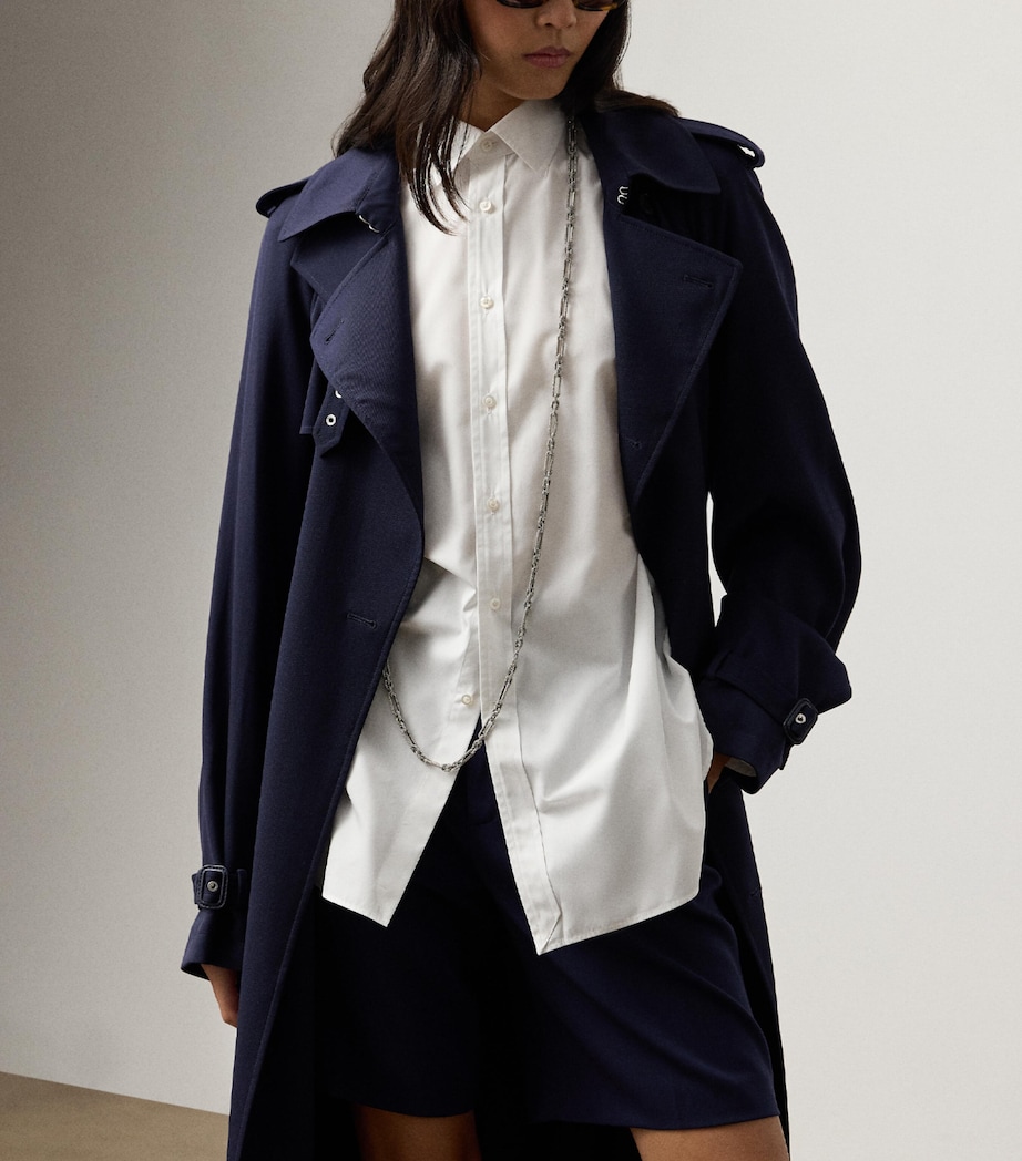 Wool-Blend Alecia Trench Coat NAVY-410 Image 4