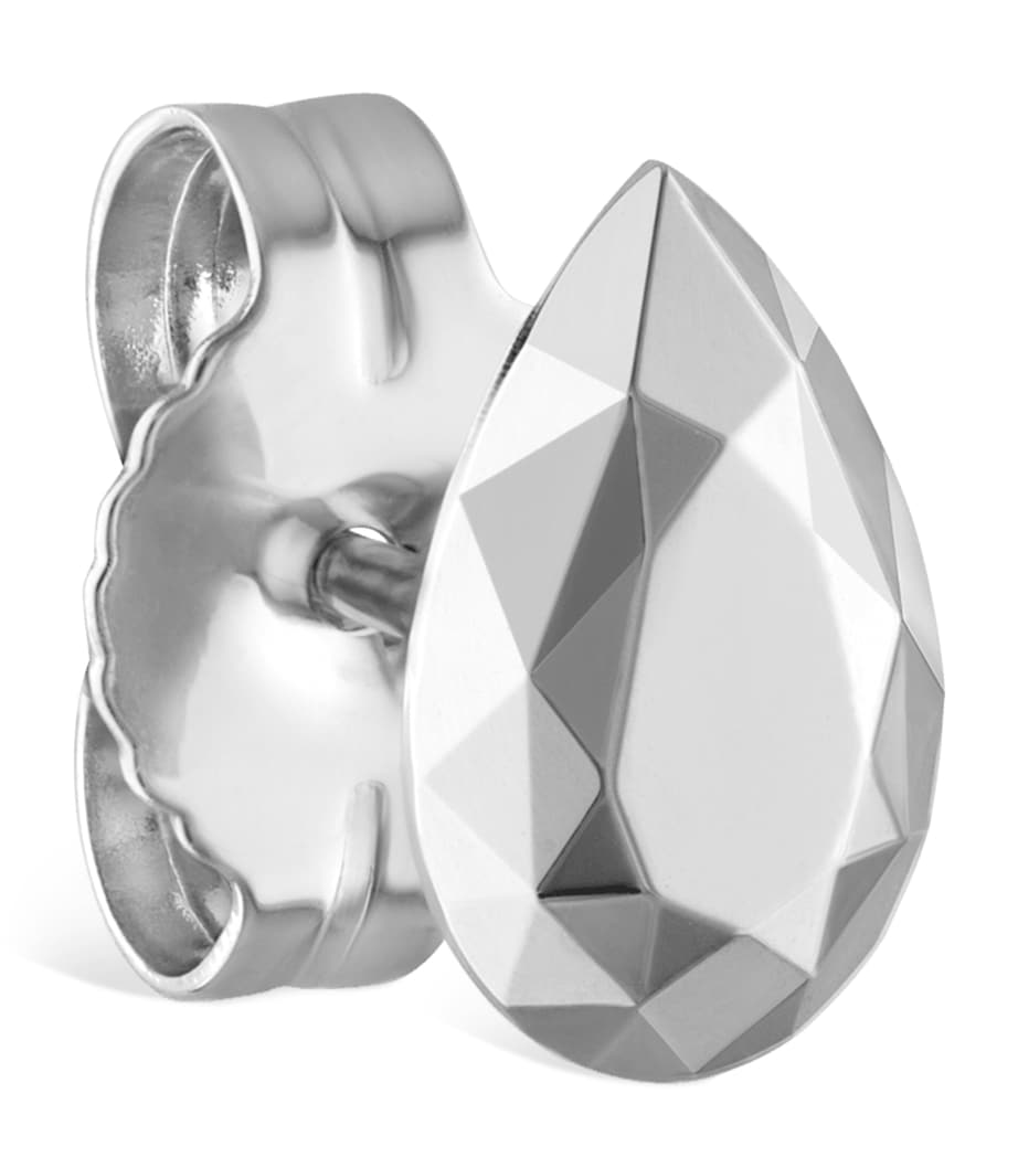 Faceted Pear Single Stud Earring (9mm) WHITE GOLD Image 1