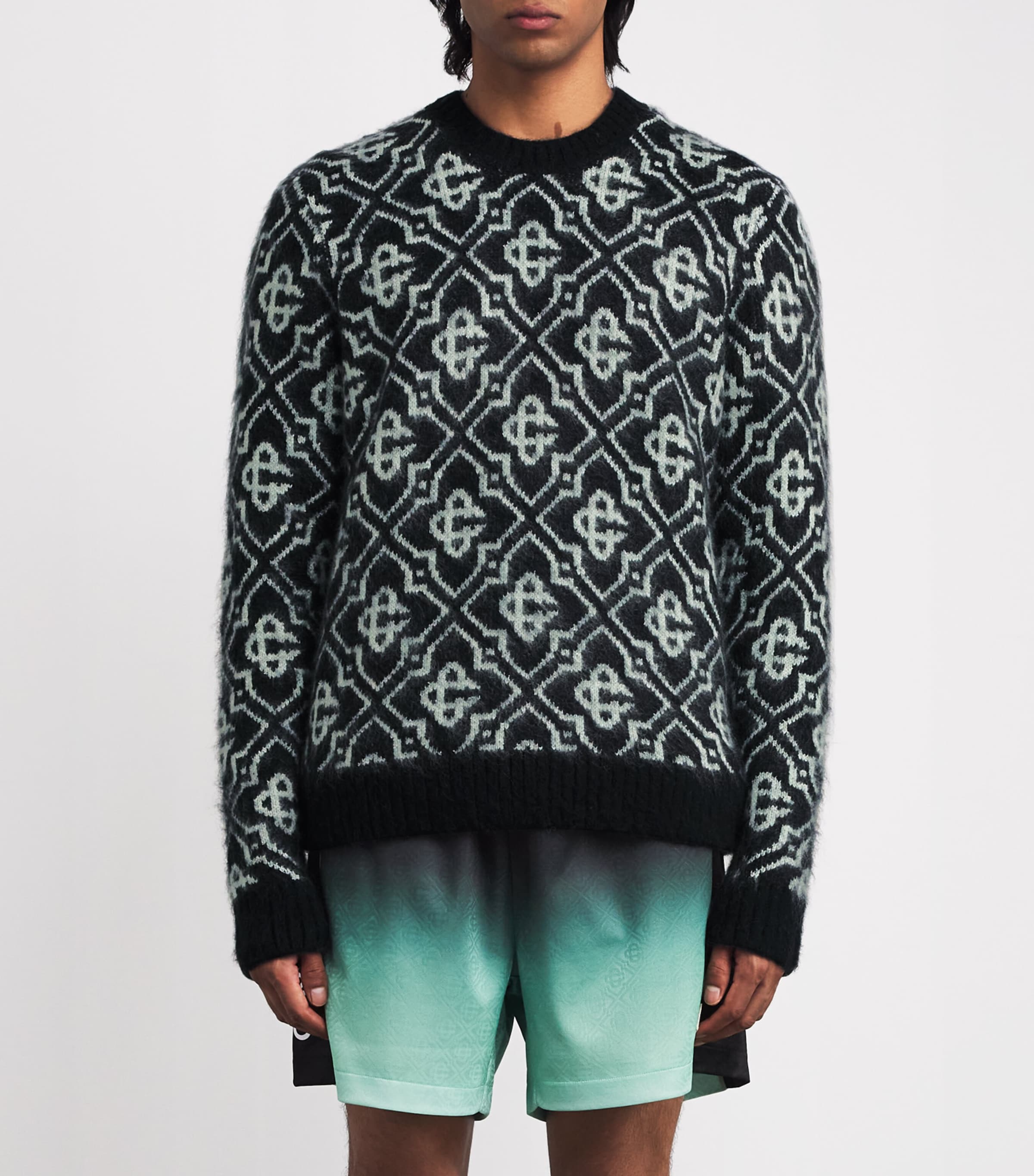 Casablanca Mens Mohair-Blend Monogram Sweater Monogram Image 3