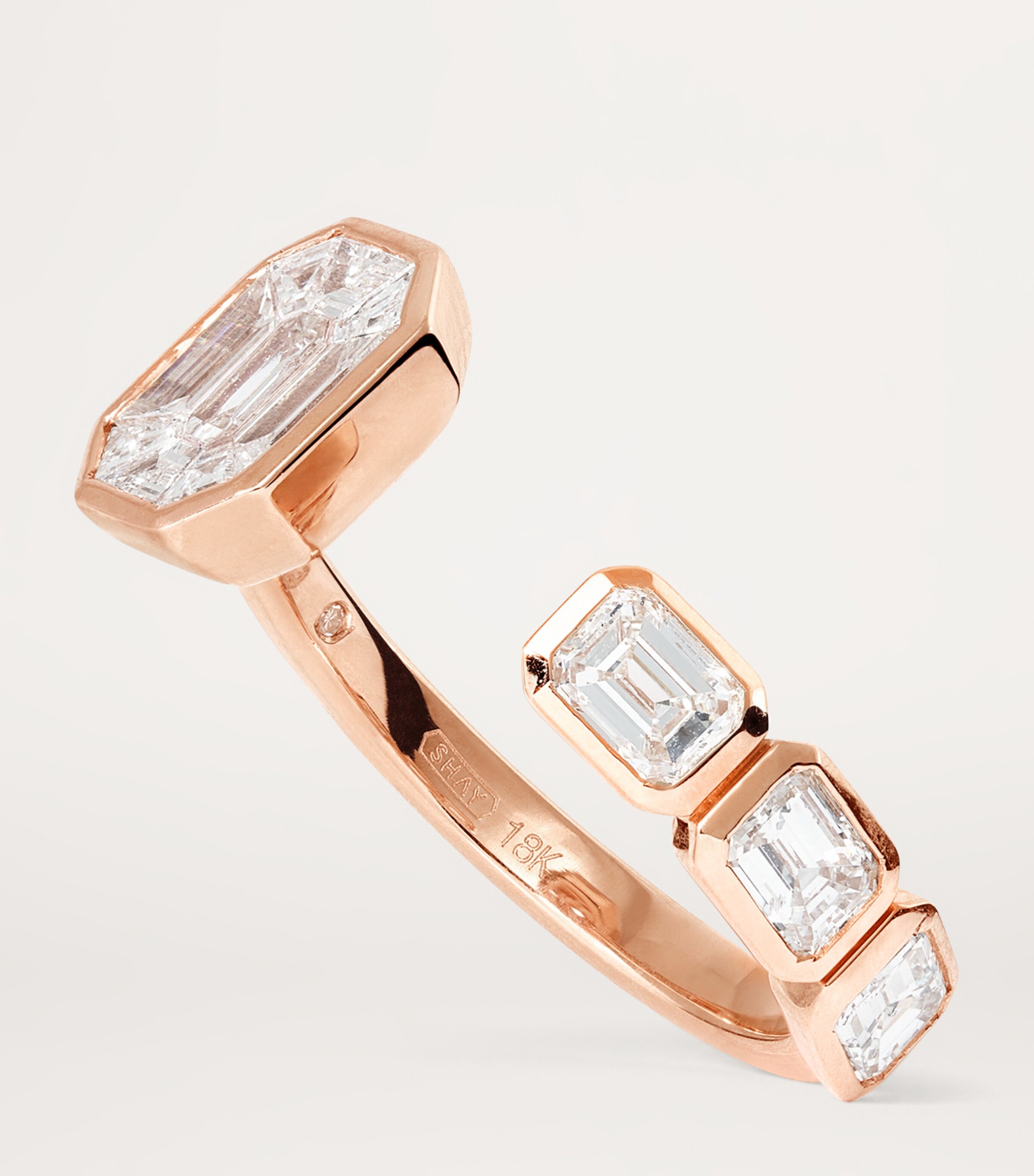 Rose Gold and Diamond East/West Floating Ring ROSE GOLD Image 6