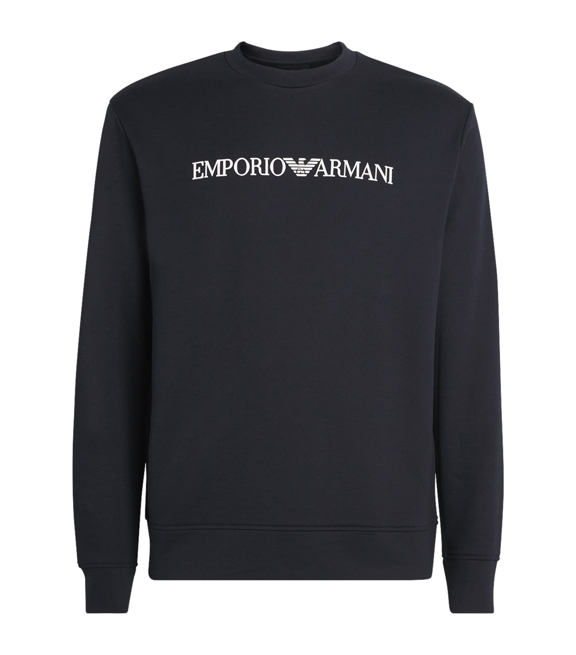 Emporio Armani Modal-blend Sweatshirt With Logo Print In Black