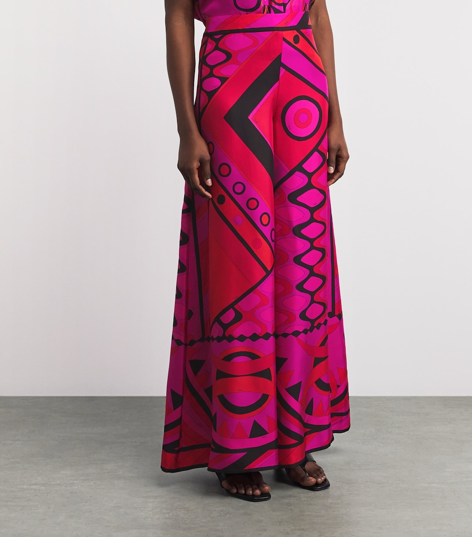 PUCCI Womens Silk Vivara Wide-Leg Trousers Fuchsia Image 4