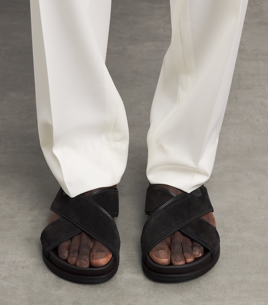 Brioni Suede Crossover Slides Image 4