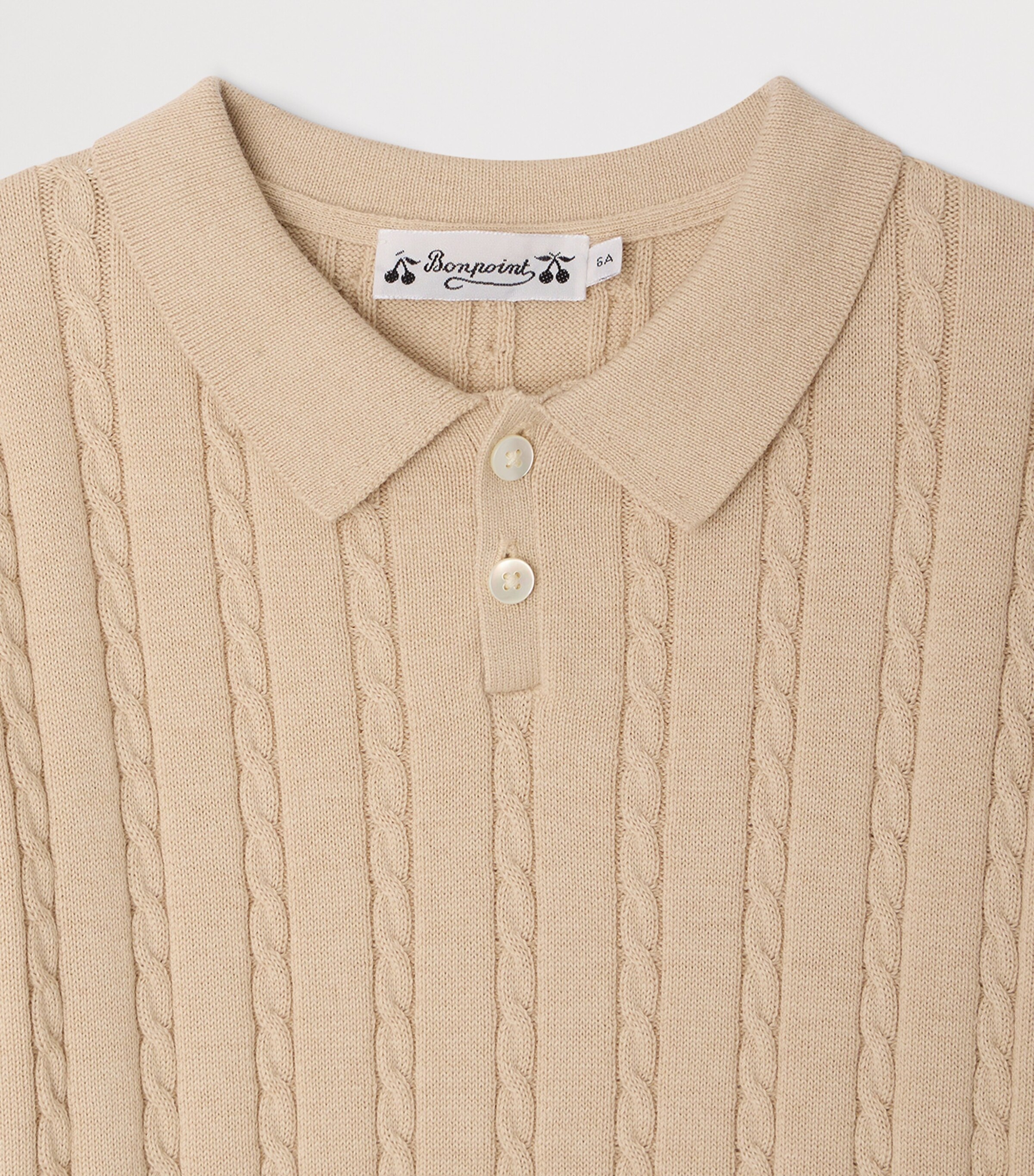 Cotton-Cashmere Polo Shirt (10-14 Years) BEIGE CHINE Image 3