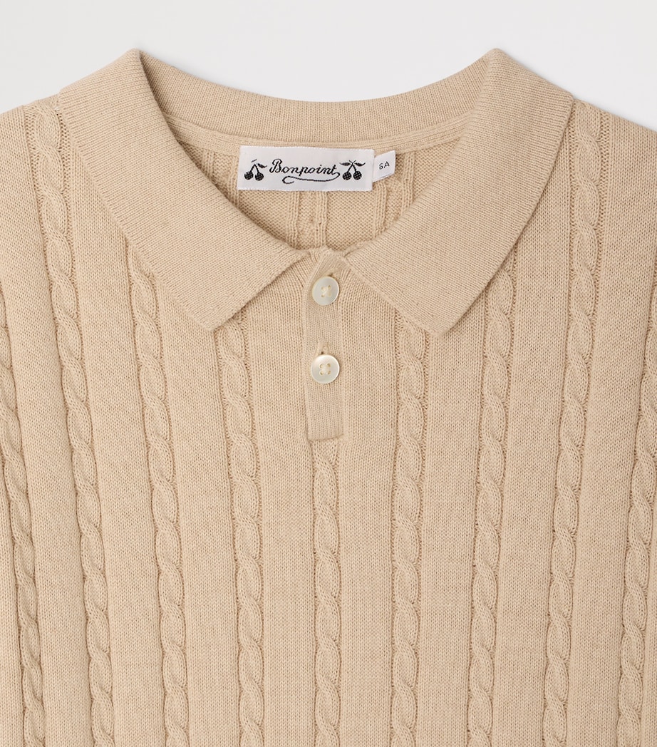 Cotton-Cashmere Polo Shirt (10-14 Years) BEIGE CHINE Image 3