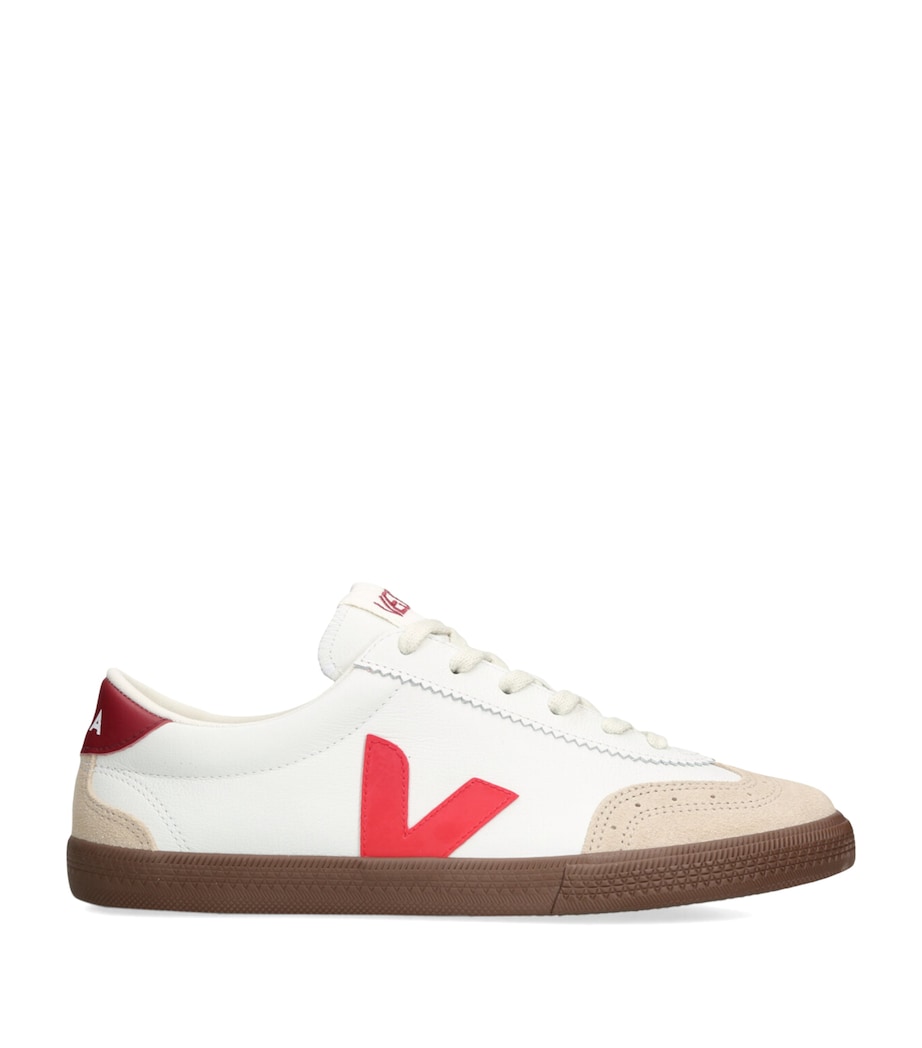 Leather Volley Sneakers WHITE/RED Image 1