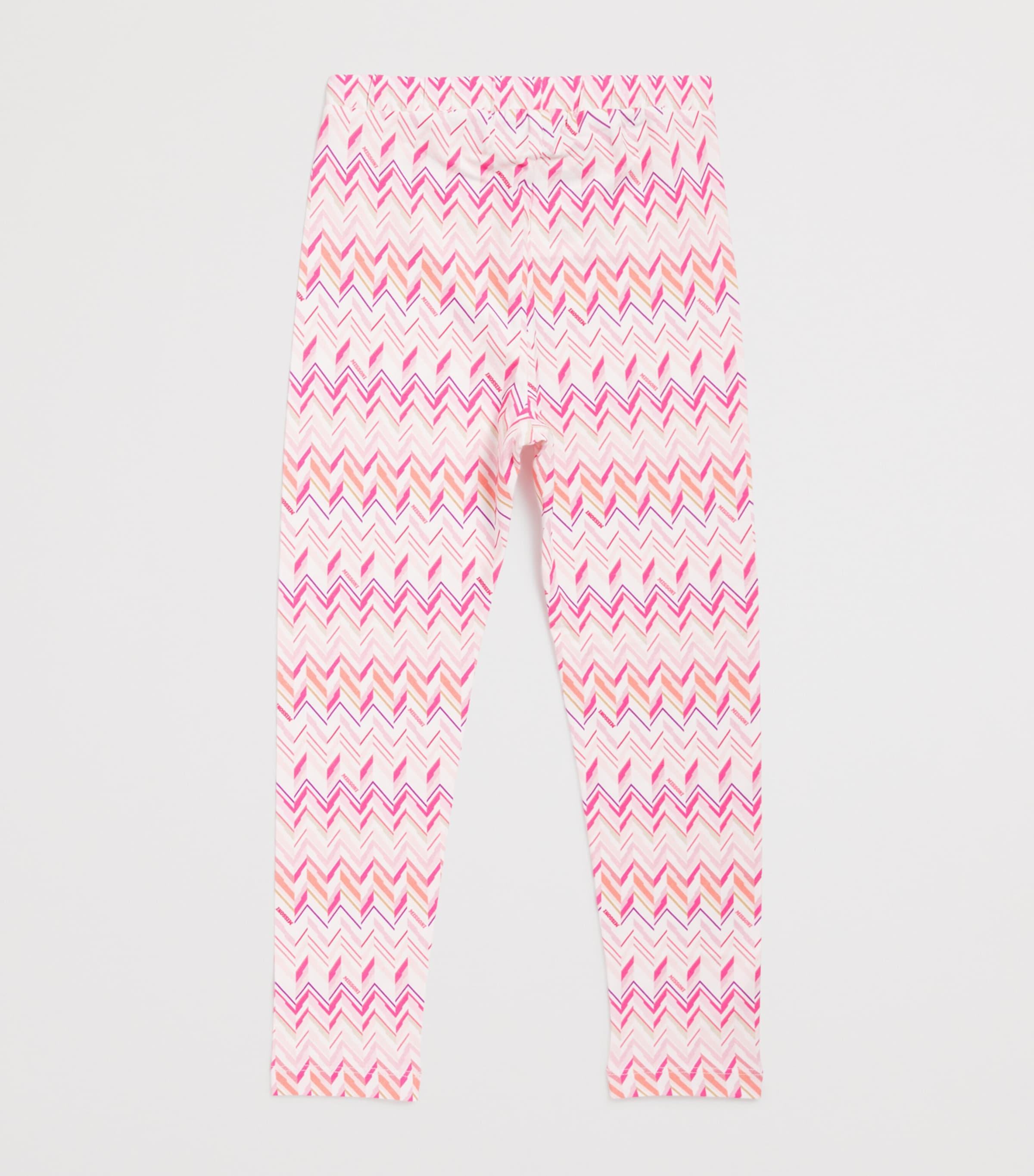 Cotton-Blend Zigzag Leggings (4-14 Years) 100FUWHITE/FUCHSIA Image 2