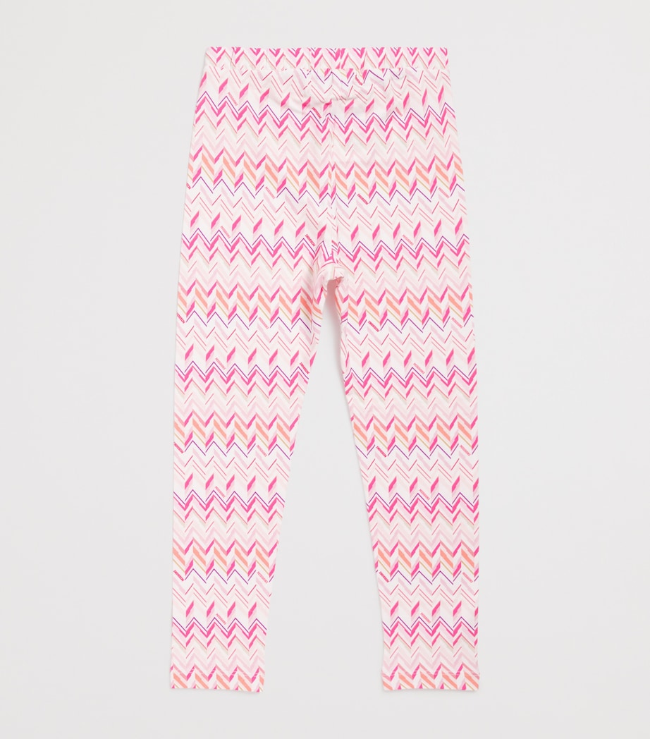 Cotton-Blend Zigzag Leggings (4-14 Years) 100FUWHITE/FUCHSIA Image 2