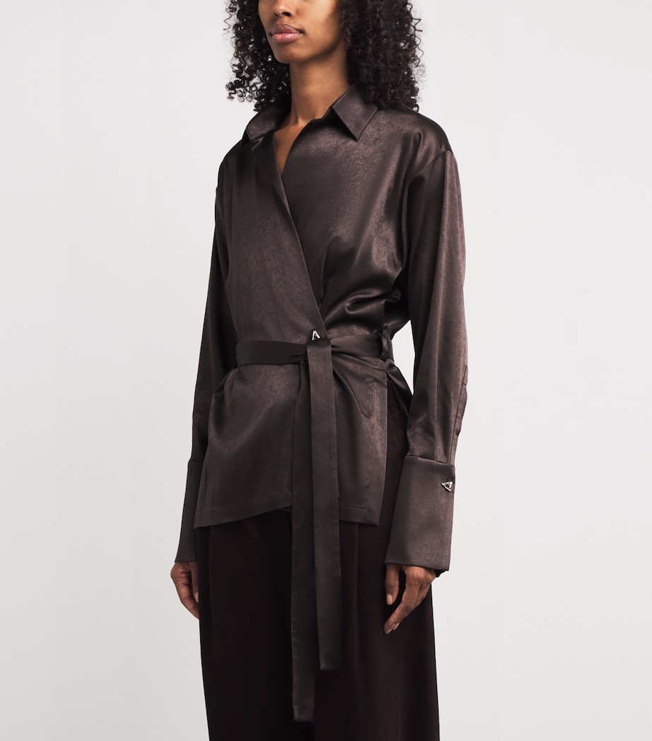 Satin Wrap Neel Shirt 208 ESPRESSO Image 3