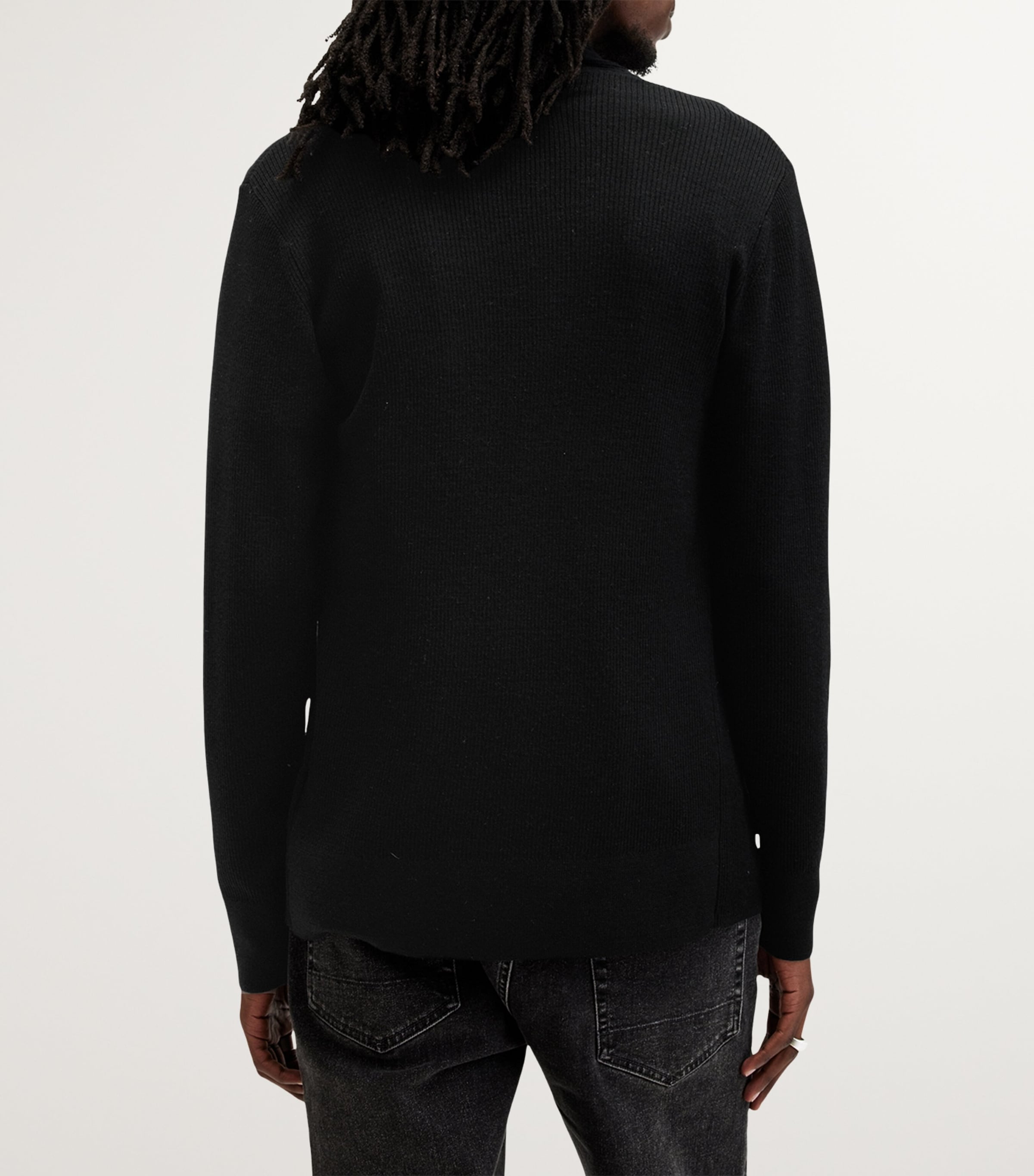 Merino Wool Mode Cardigan BLACK Image 4