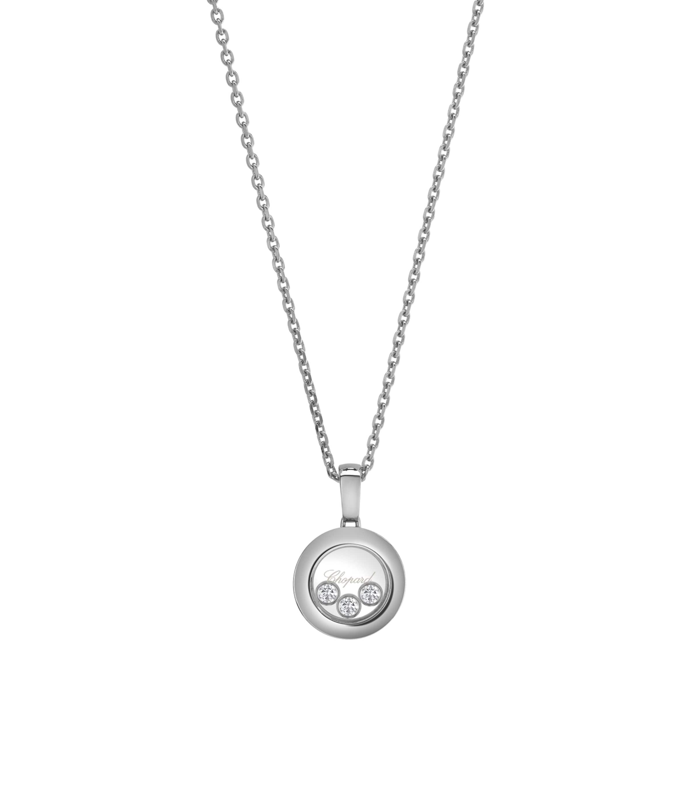 Shop Chopard White Gold And Diamond Happy Diamonds Icons Pendant Necklace