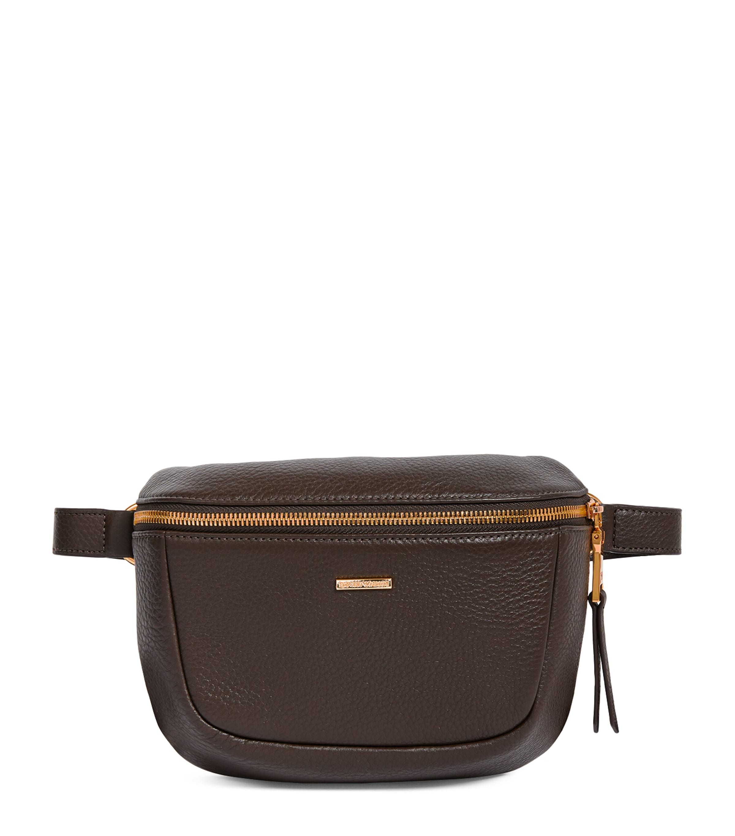 Shop Emporio Armani Leather Belt Bag In Brown