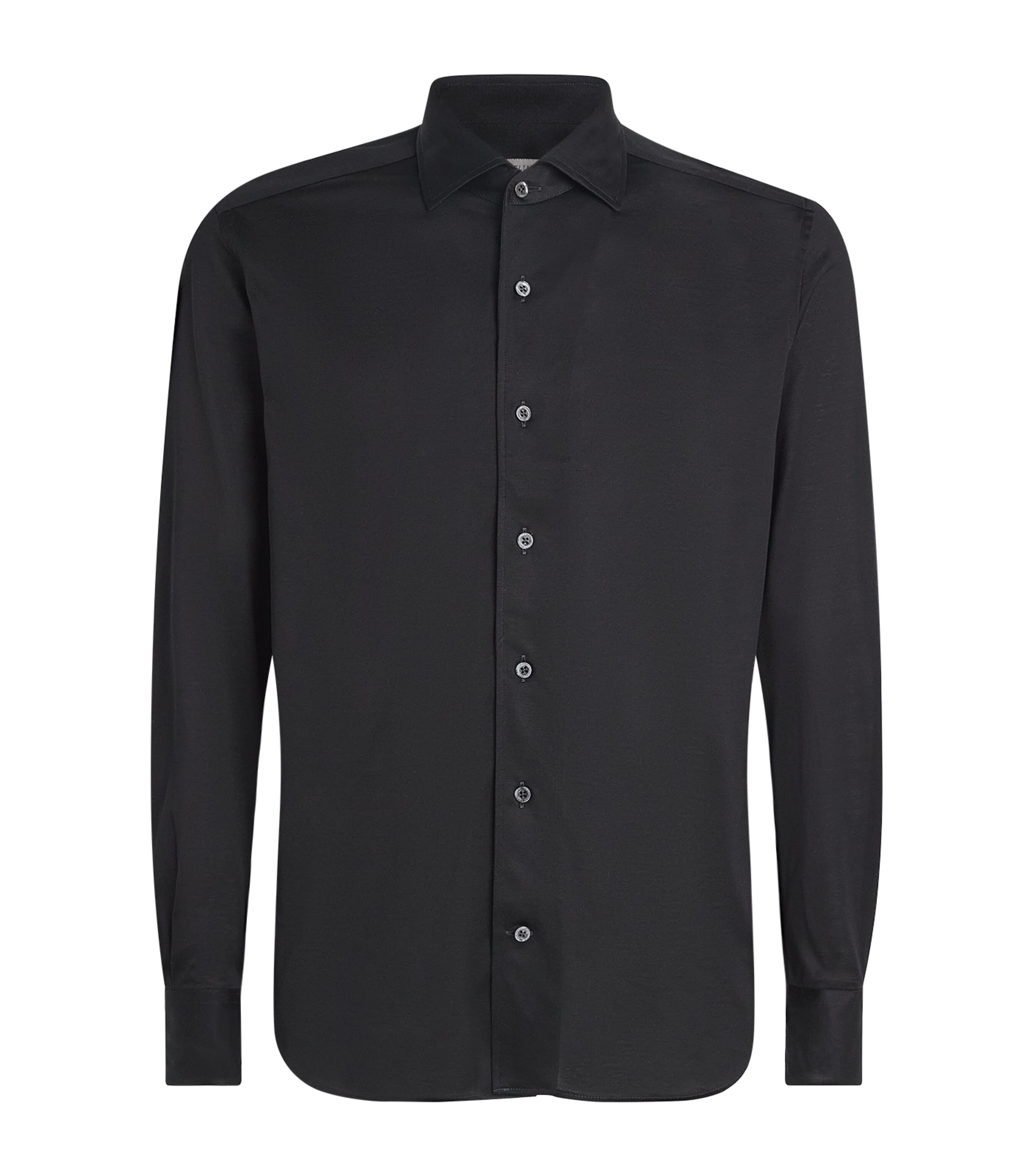 Corneliani Mens Cotton Jersey Shirt Black Image 1