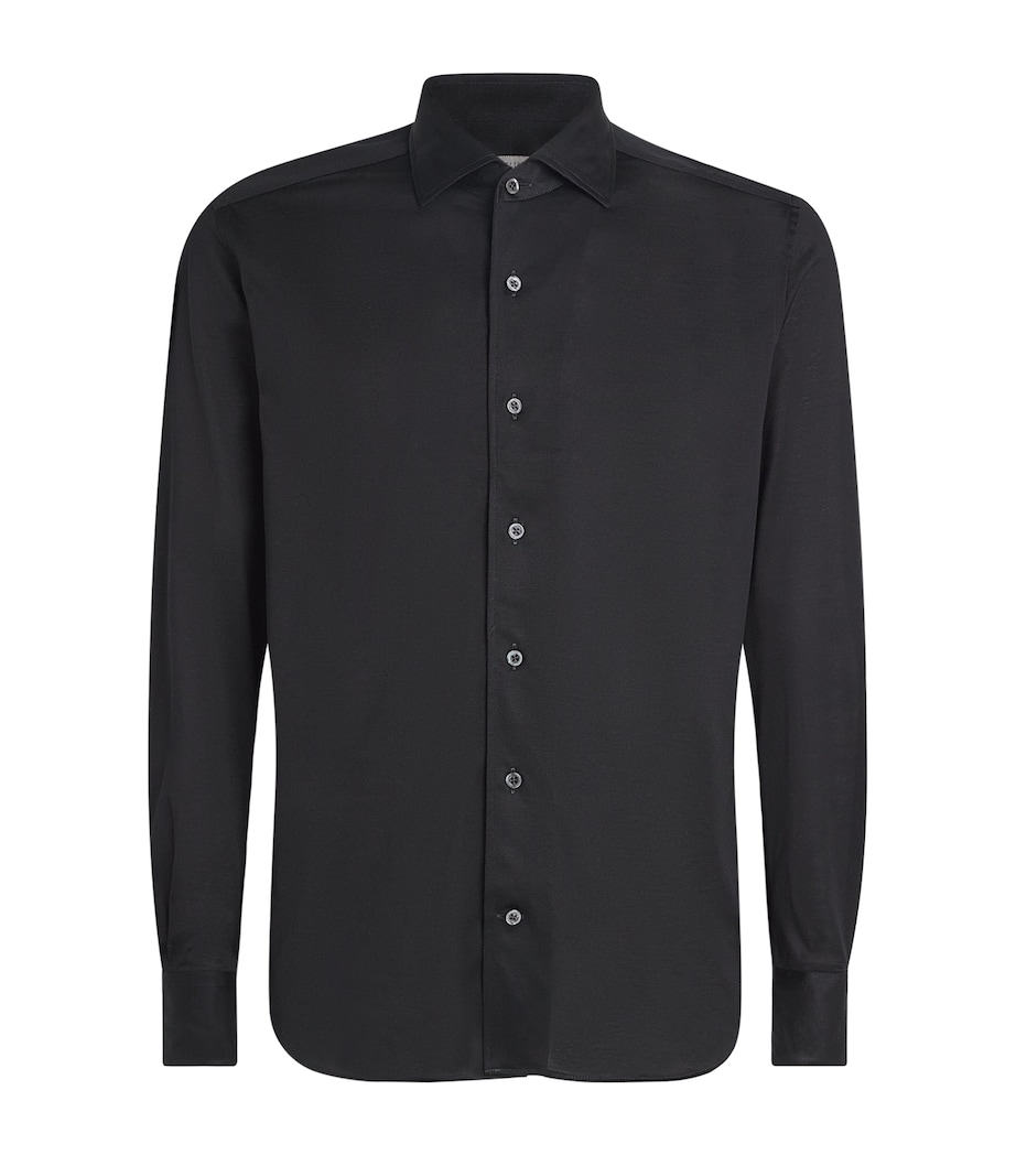Corneliani Mens Cotton Jersey Shirt Black Image 1