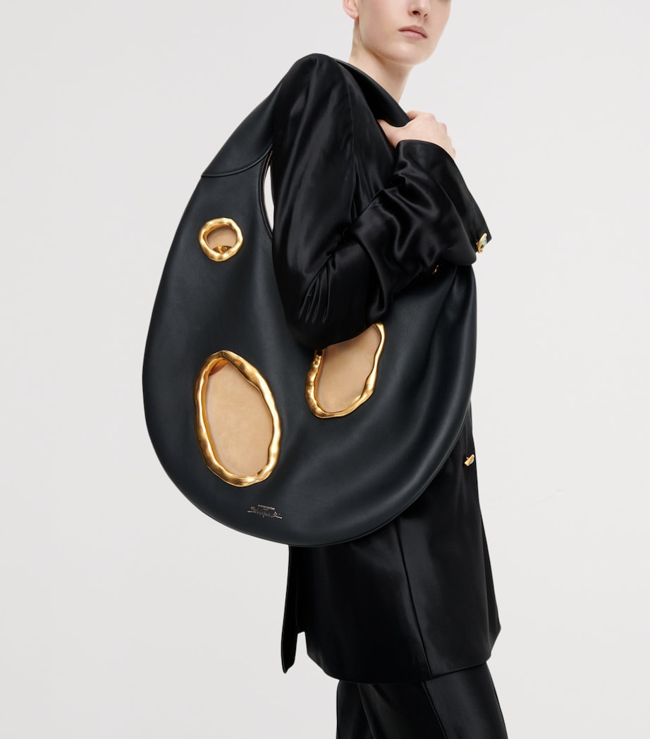 Schiaparelli Womens Satin Bias-Cut Tailored Jacket Black Image 3