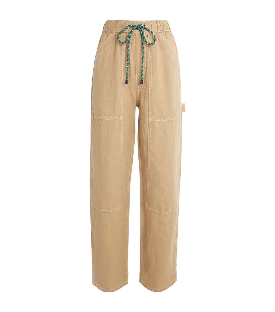 Rag & Bone Womens Linen Atlas Wide-Leg Trousers Tan Image 1